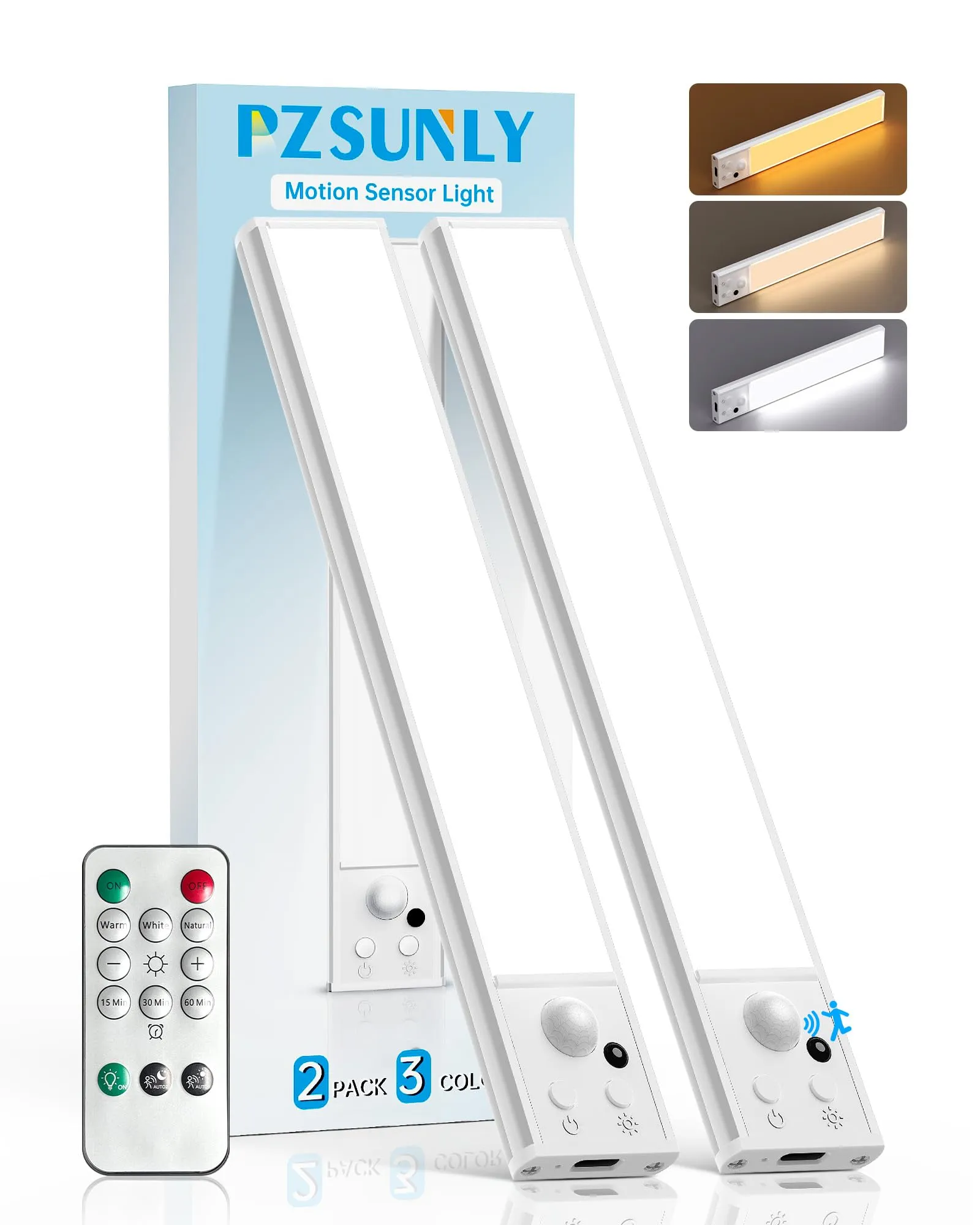 PZSUNLY Led Sottopensile Cucina con Telecomando, 20cm Luce Led Sottopensile con Sensore di Movimento,Dimmerabile, Magnetica, Ricaricabile Luce Armadio per Corridoi, Armadi, Cucine (2 pezzi,Bianco)