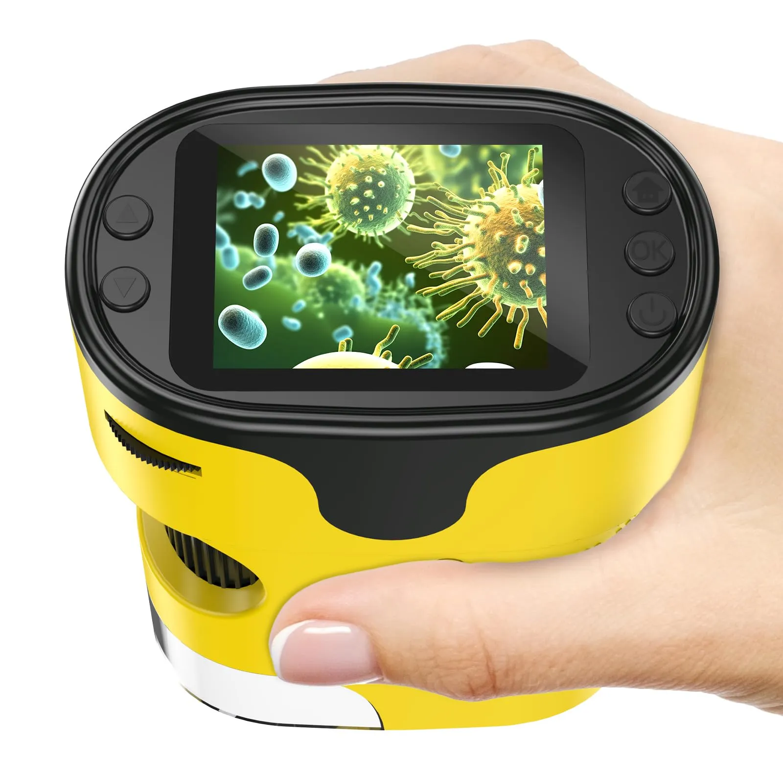 Microscopio portatile 1000X per bambini, 4 K, schermo da 2 pollici, ricaricabile, mini microscopi digitali tascabili con kit di diapositive Edu portatile, regalo per bambini dai 4 ai 6 anni dagli 8 ai