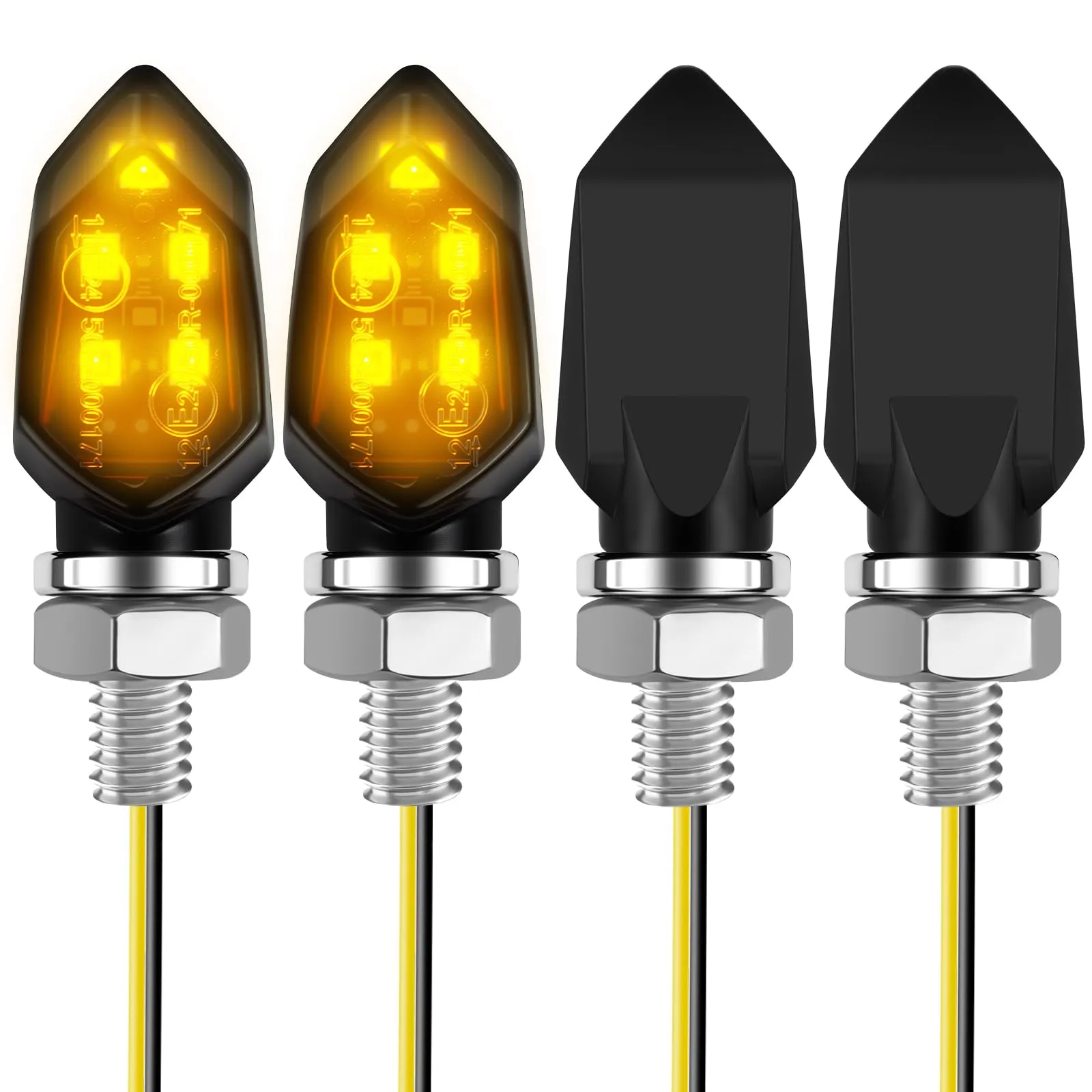 URAQT 4PCS Frecce Moto, 12V Indicatori di Direzione, 5 LED Indicatori per Moto Impermeabile, Frecce Universali Ambra
