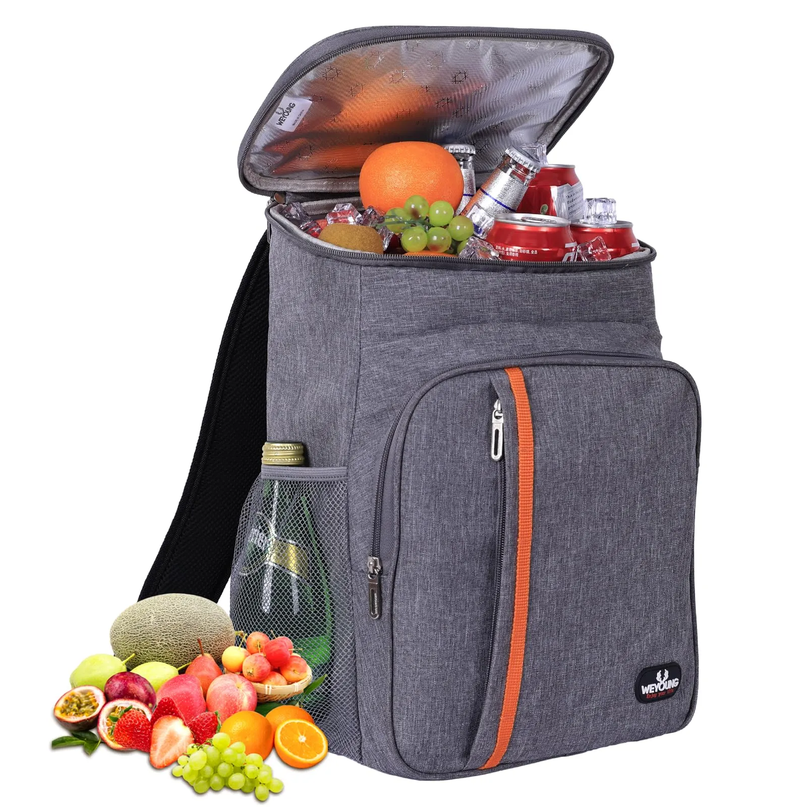 23L Zaino termico frigo, borsa frigo termica Porta Pranzo Zaino frigo termico portatile,mantiene il cibo caldo o freddo, adatto per campeggio, spiaggia, picnic, barbecue, eventi (Grigio)