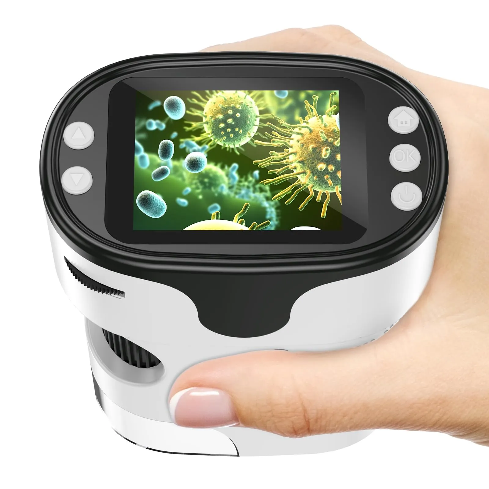 1000X Microscopio Digitale Portatile per Bambini - Schermo 4K 2,0", Elettronico Ricaricabile con Kit di Vetrini - Mini Microscopio da Tasca Regalo Educativo per i 4-12 Anni