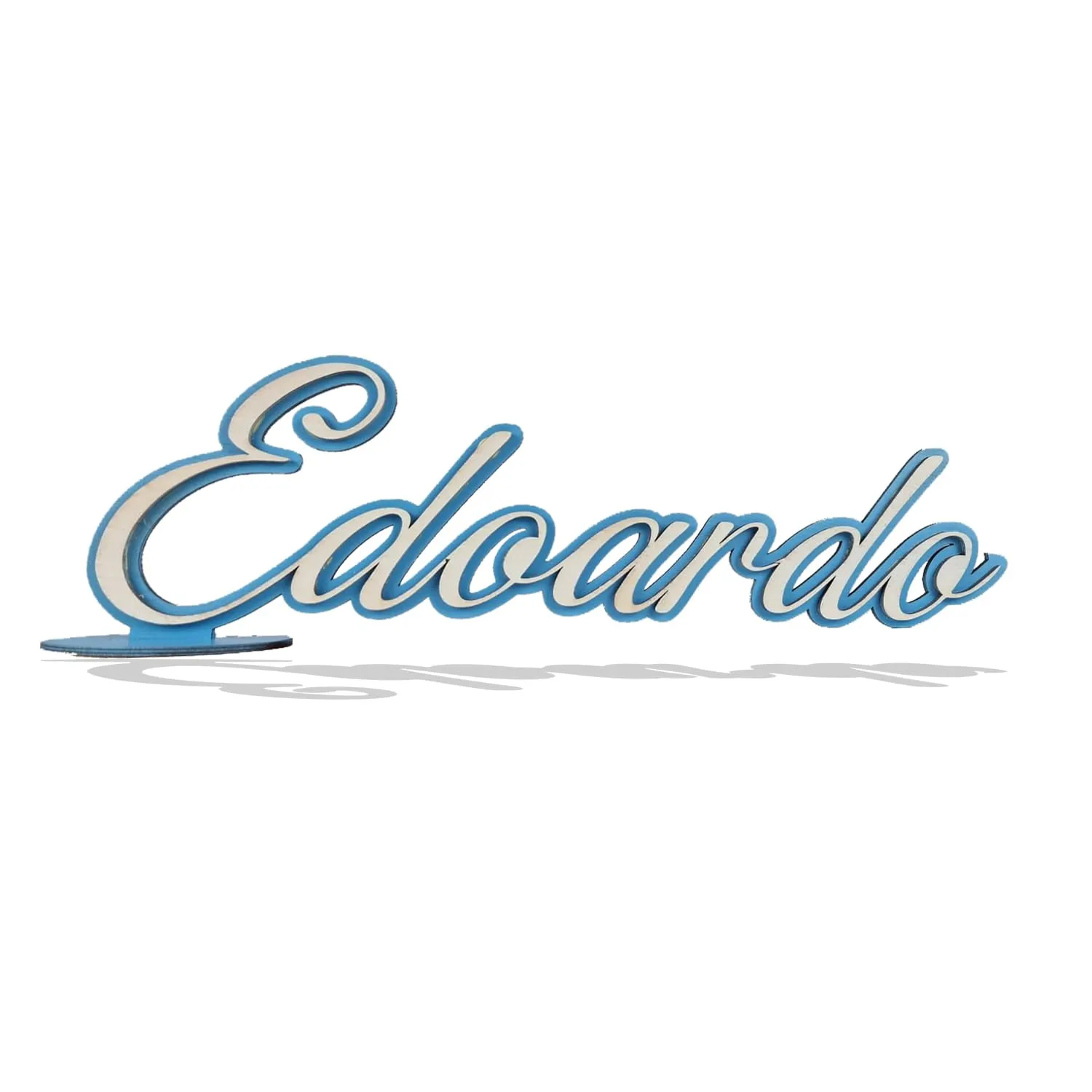 Scritta in Legno Personalizzata 8mm | Nome Inciso al Laser 38 cm | Topper per Tavolo Torta, Gadget o Decorazione Lavorazione Doppia, Doppio colore in Rilievo.