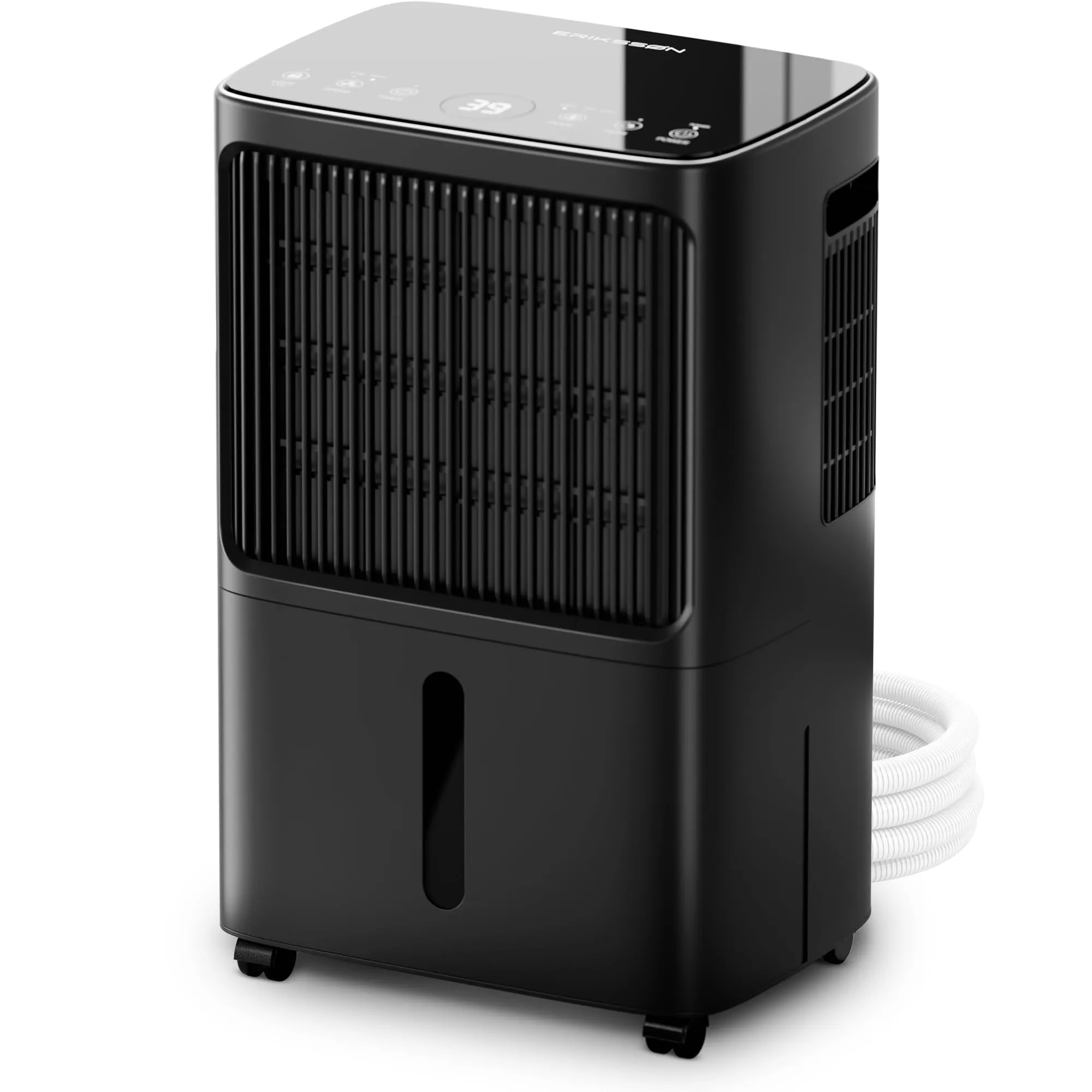 Erikssøn Deumidificatore con display LED, timer e blocco bambini | Rimuove 16 litri di umidità ogni 24 ore | Per stanze di circa 70 m² (140 m³) | risparmio energetico con sensore di umidità