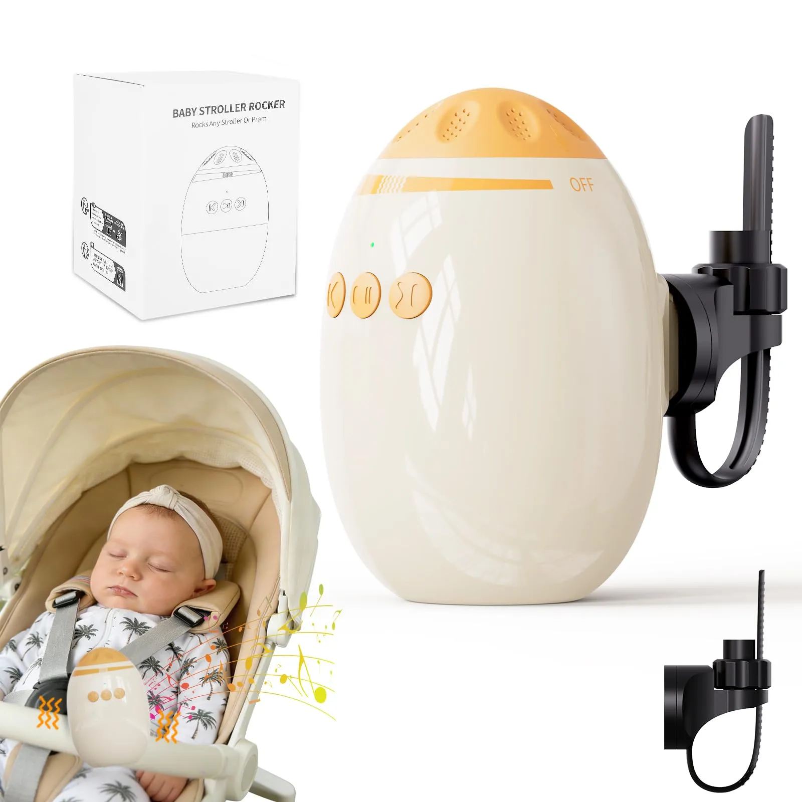 Dondola Passeggino Elettrico,Aiuto a Dormire per Bambini,Dondolo Passeggino Automatico Con 11 Canzoni Rilassanti per Dormire,Ricaricabile USB-C- Baby Rocker,Intensità Di Dondolio,Timer,Per Passeggino