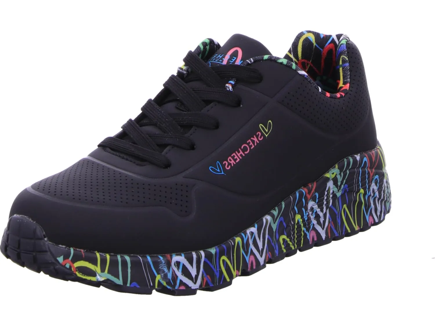 Skechers Uno Lite Lovely Luv, Scarpe Da Ginnastica Bambine e ragazze, Nero Black Synthetic Multi Trim, 39 EU