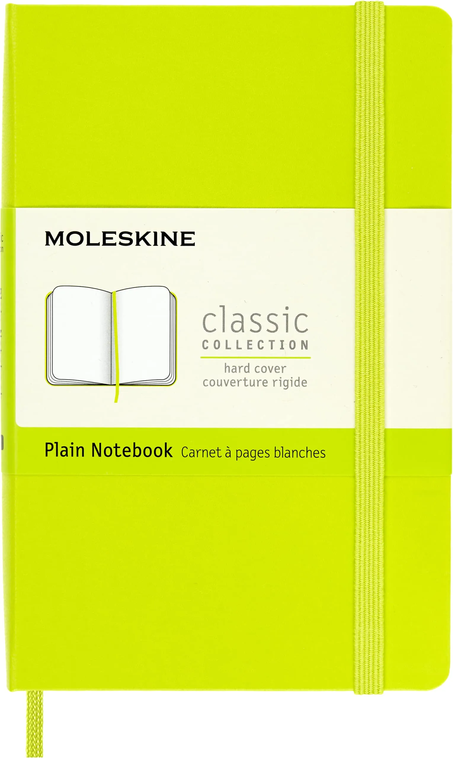 Moleskine - Classic Notebook, Taccuino con Pagine Bianche, Copertina Rigida e Chiusura ad Elastico, Formato Pocket 9 x 14 cm, Colore Verde Limone, 192 Pagine