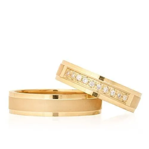 Set di fedi nuziali Coppia di fedi nuziali in argento placcate in oro 14K abbinate a coppie personalizzate per uomo e donna