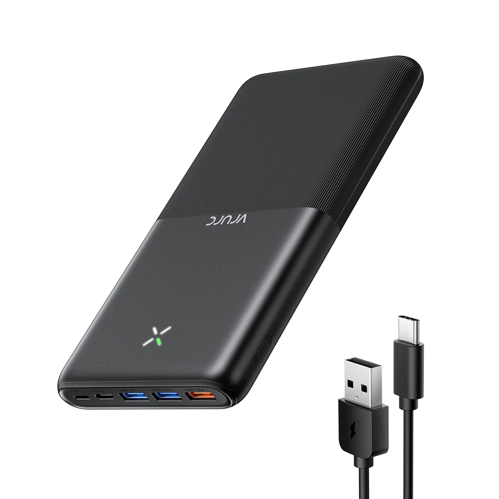 Power Bank 30000 mAh, VRURC 22.5W Ricarica Rapida Caricatore Portatile, USB C Compatto Powerbank, PD3.0 QC3.0 Batteria Esterna con 4 uscite e 3 ingressi, Compatible con iPhone Samsung etc