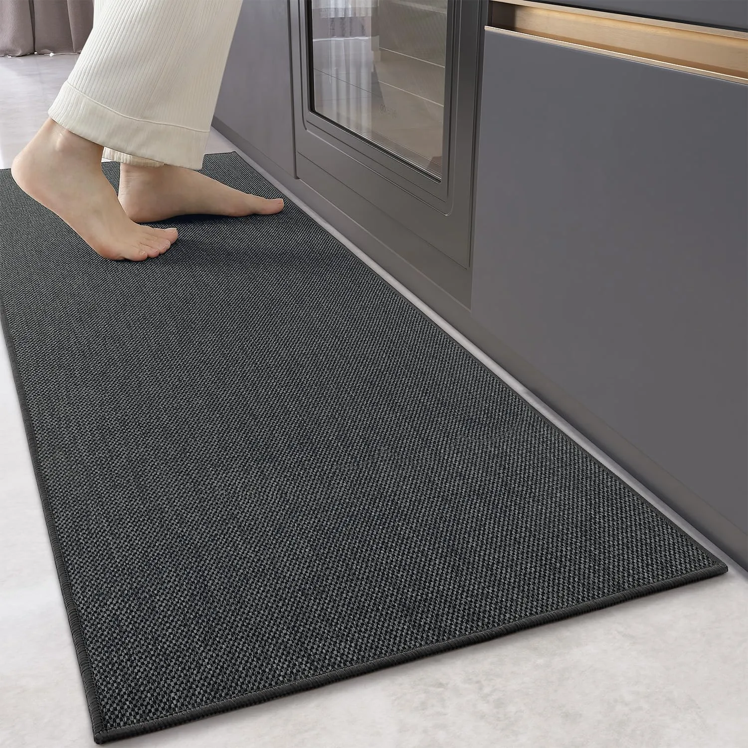 Color G Tappeto Cucina Antiscivolo Lavabile, in Tessuto, Passatoia Assorbente, Tappeto Runner Facile da Pulire, per Sala da Pranzo, Lavanderia (Grigio, 43x180cm)