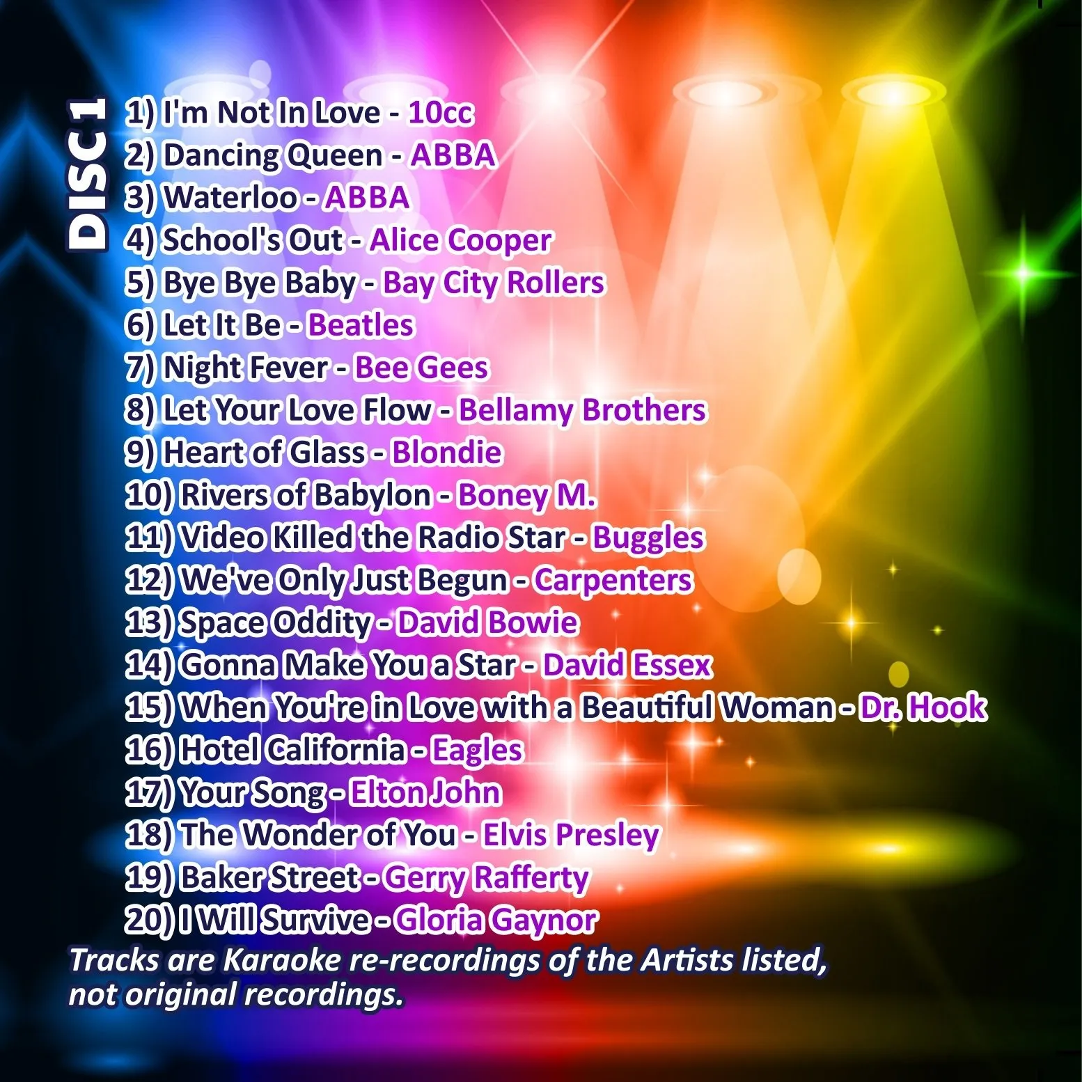 Mr Entertainer Big Karaoke Hits of The 70's (Seventies) - Double CD+G (CDG) Pack. 40 Classic Songs. 40 grandi canzoni degli anni '70. On Screen testi