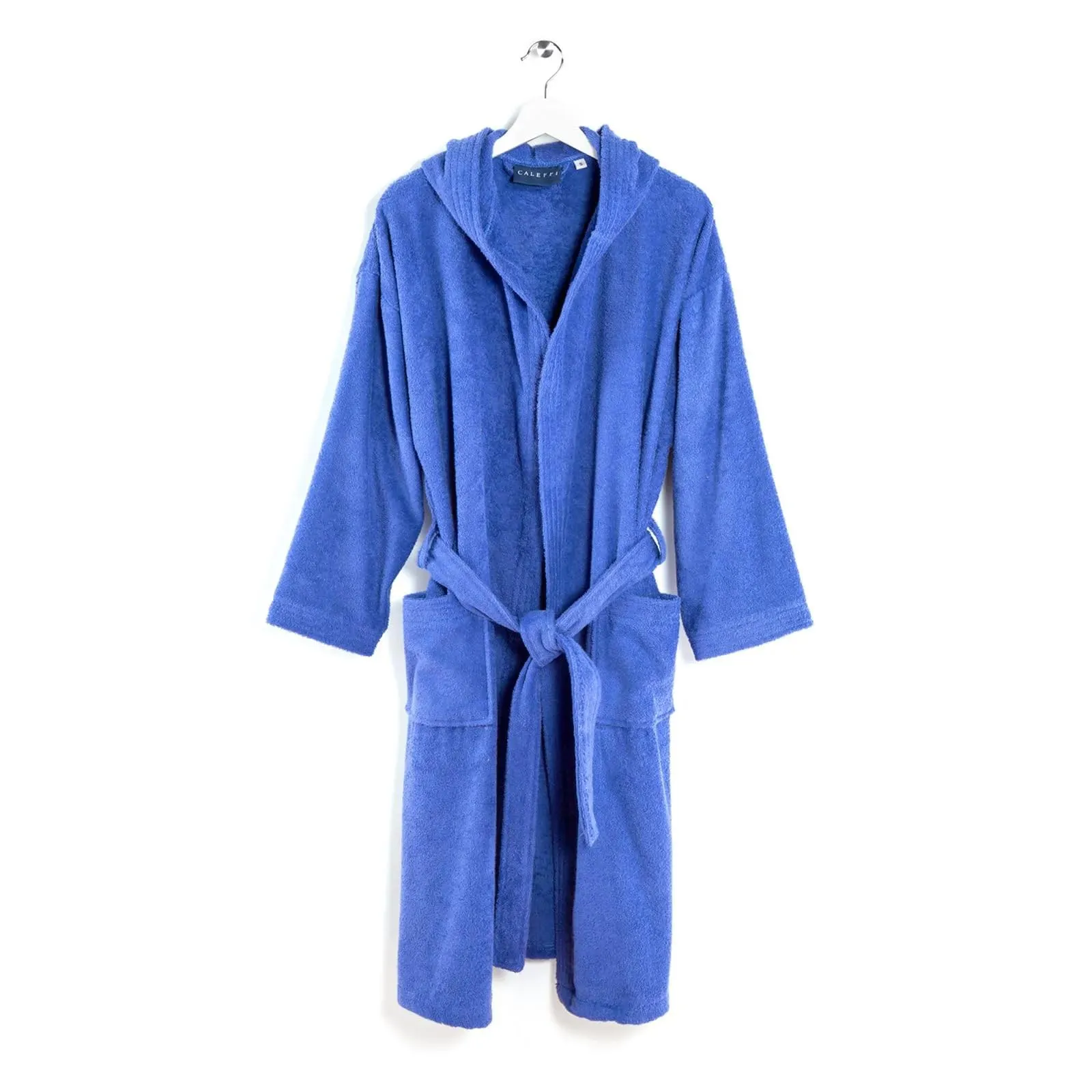 Caleffi - Accappatoio MINORCA per Bambini Unisex con Cappuccio, in Spugna 100% morbido Cotone idrofilo 400gsm, Lavabile in Lavatrice 40° + Asciugatrice, Taglia 12-14 anni Colore BLU