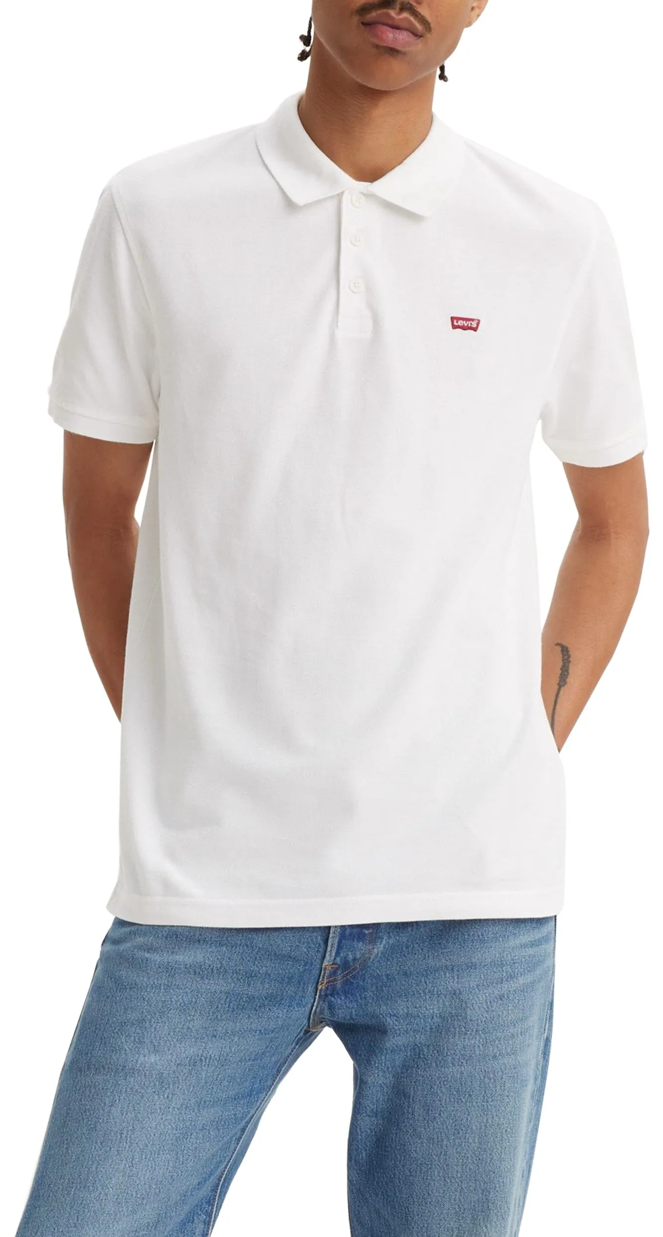 Levi's Housemark Polo T-shirt, White Plus, L Uomo