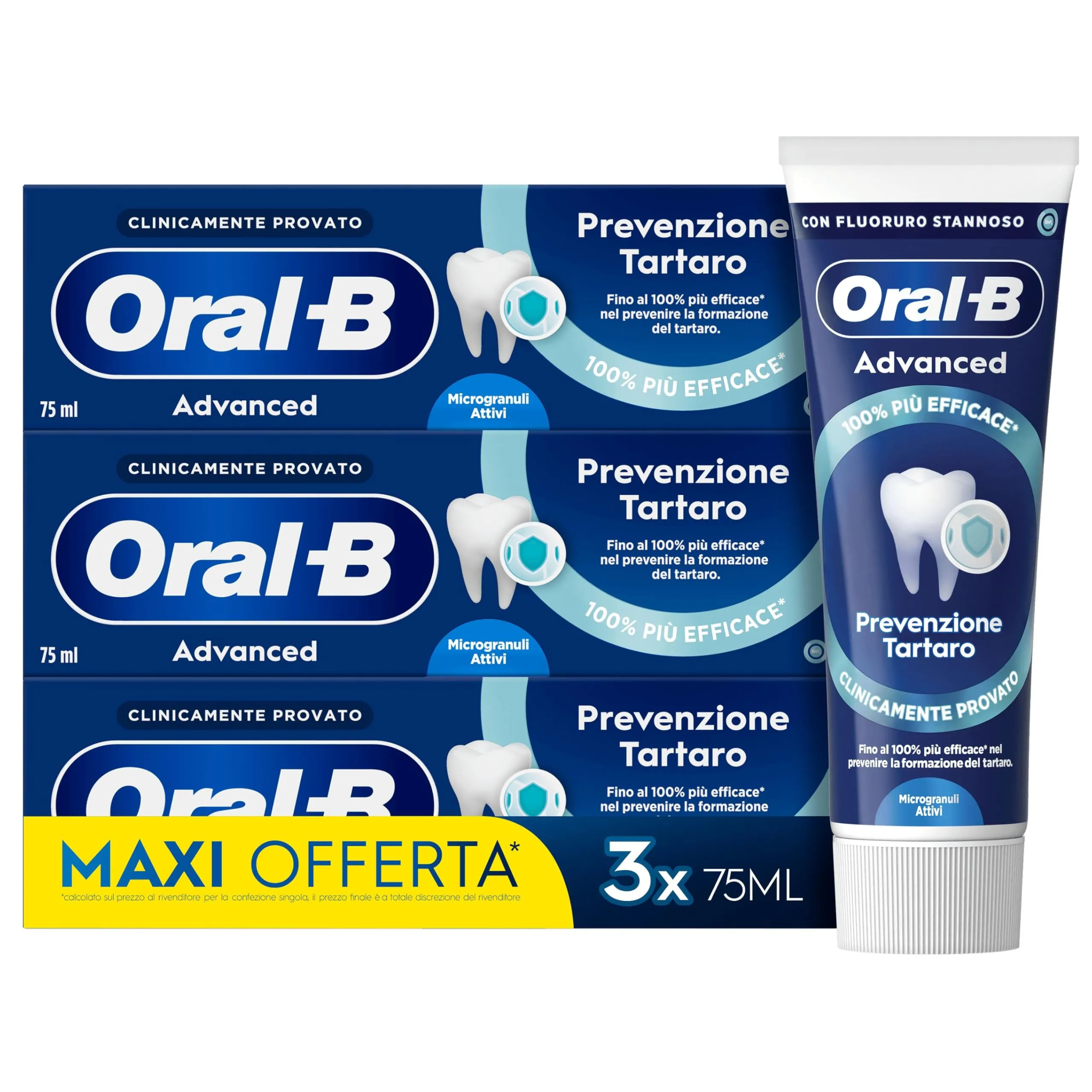Oral-B Dentifricio Sbiancante Pro Expert Alito Fresco 12x75ml, Dentifricio Oral B Formato Convenienza, Clinicamente Provato, Pulizia Denti Efficace, Sapore Menta Verde