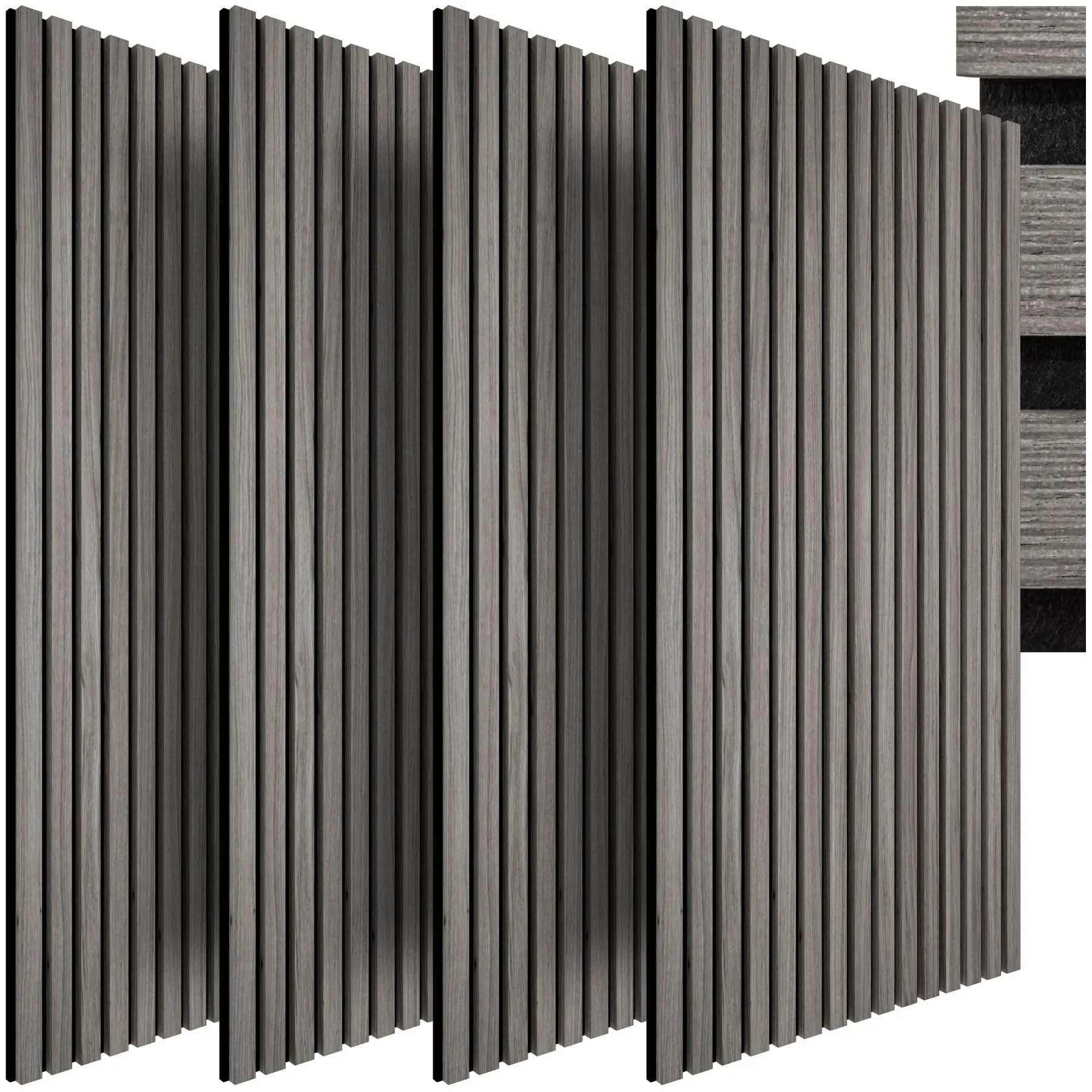 TecTake® Set di 4 Pannelli Acustici Effetto Legno, Pannelli Fonoassorbenti Decorativi per Pareti, Pannelli Fonoassorbenti Soffitto, Pannelli Murali, Design Moderno - Rovere Grigio Chiaro