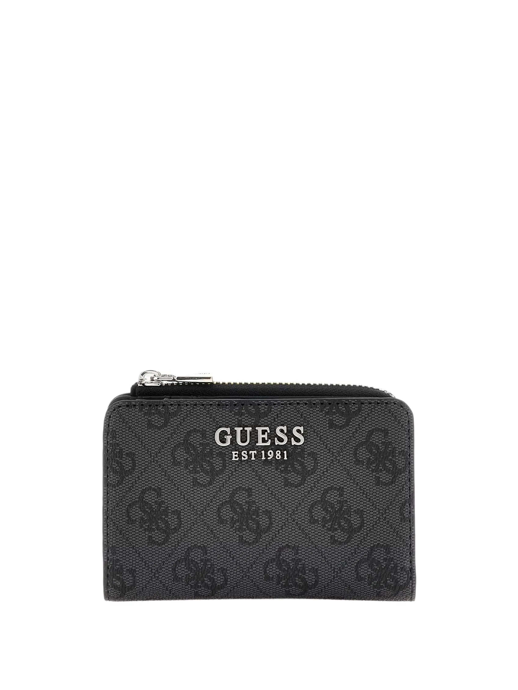 GUESS Laurel II - Portafoglio da donna con cerniera, logo carbone, taglia unica