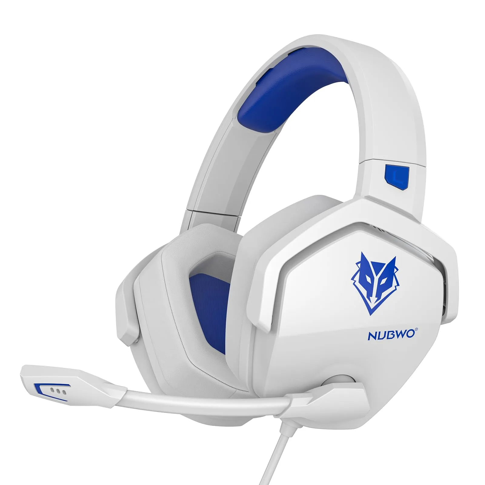 NUBWO Cuffie Gaming per PS4, PS5, PC, Xboxone, Cuffie con Microfono Over-Ear con Cancellazione del Rumore per Computer Portatili NS Games - Bianco/Blue