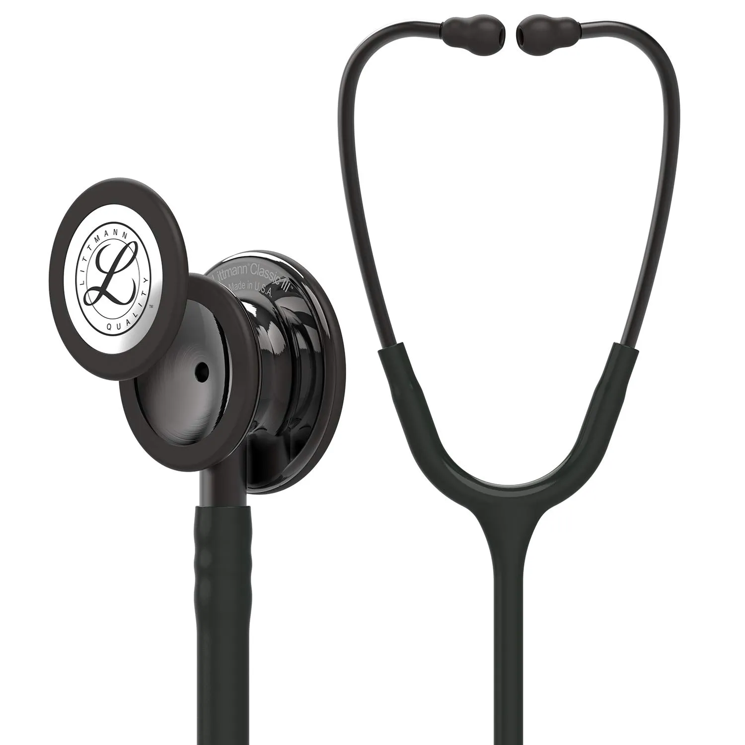 3M Littmann Stetoscopio per il monitoraggio Classic III, finitura nerofumo, tubo auricolare nero, 69 cm, 5811