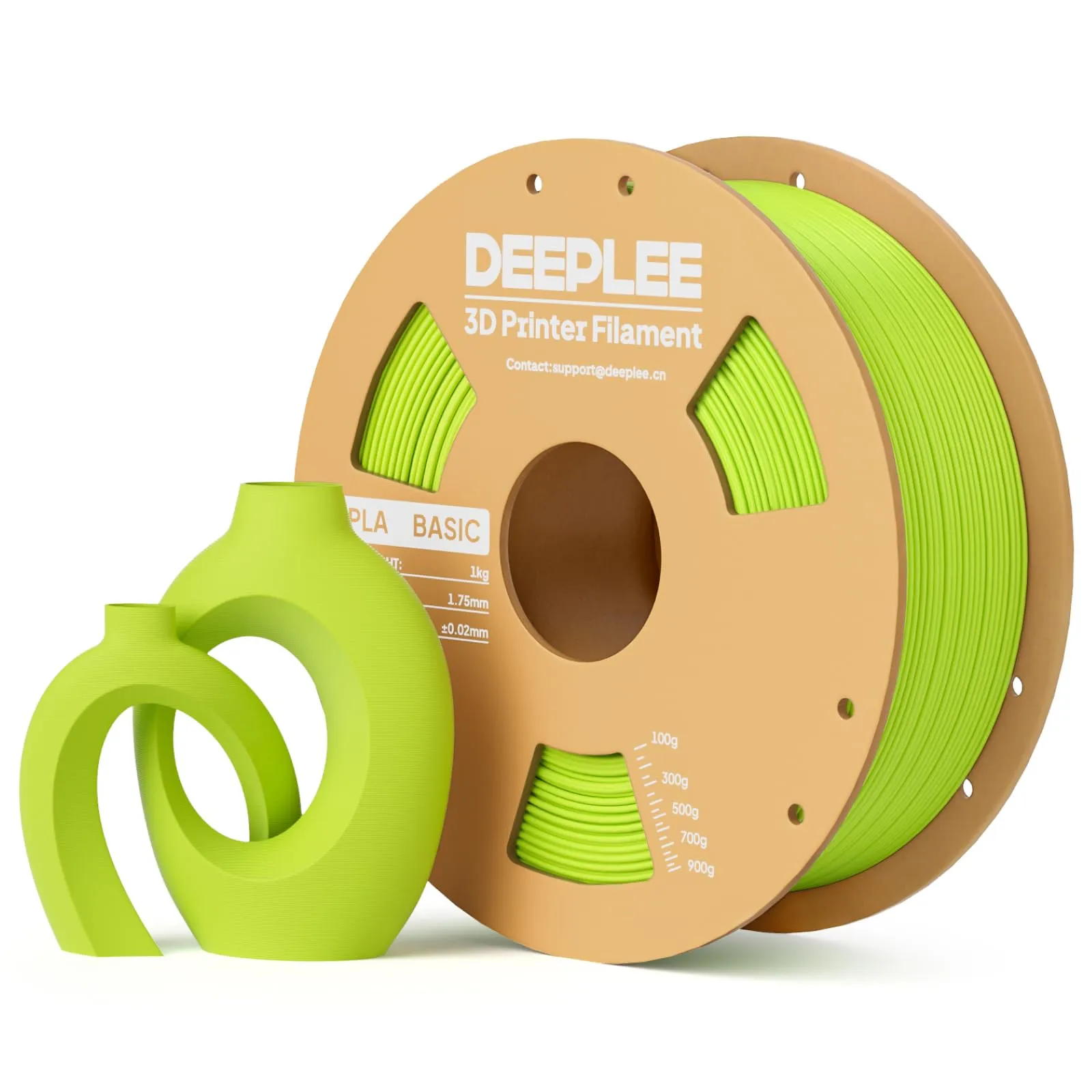 DEEPLEE PLA Basic 1,75mm Filamento,precisione ±0.02mm.Avvolto perfettamente e anti-ostruzione.Compatibile con la maggior parte delle stampanti FDM,verde,1kg.