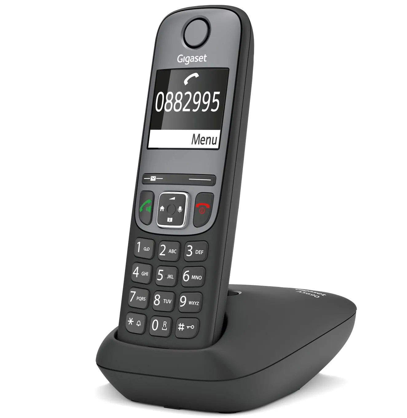 Gigaset AS690 - Telefono Portatile Cordless con Vivavoce Alta Qualità, Tastiera Illuminata ed Ampio Display, Black List, Lista Chiamate Fatte, Ricevute e Perse, Grigio e Nero [Versione Italiana]