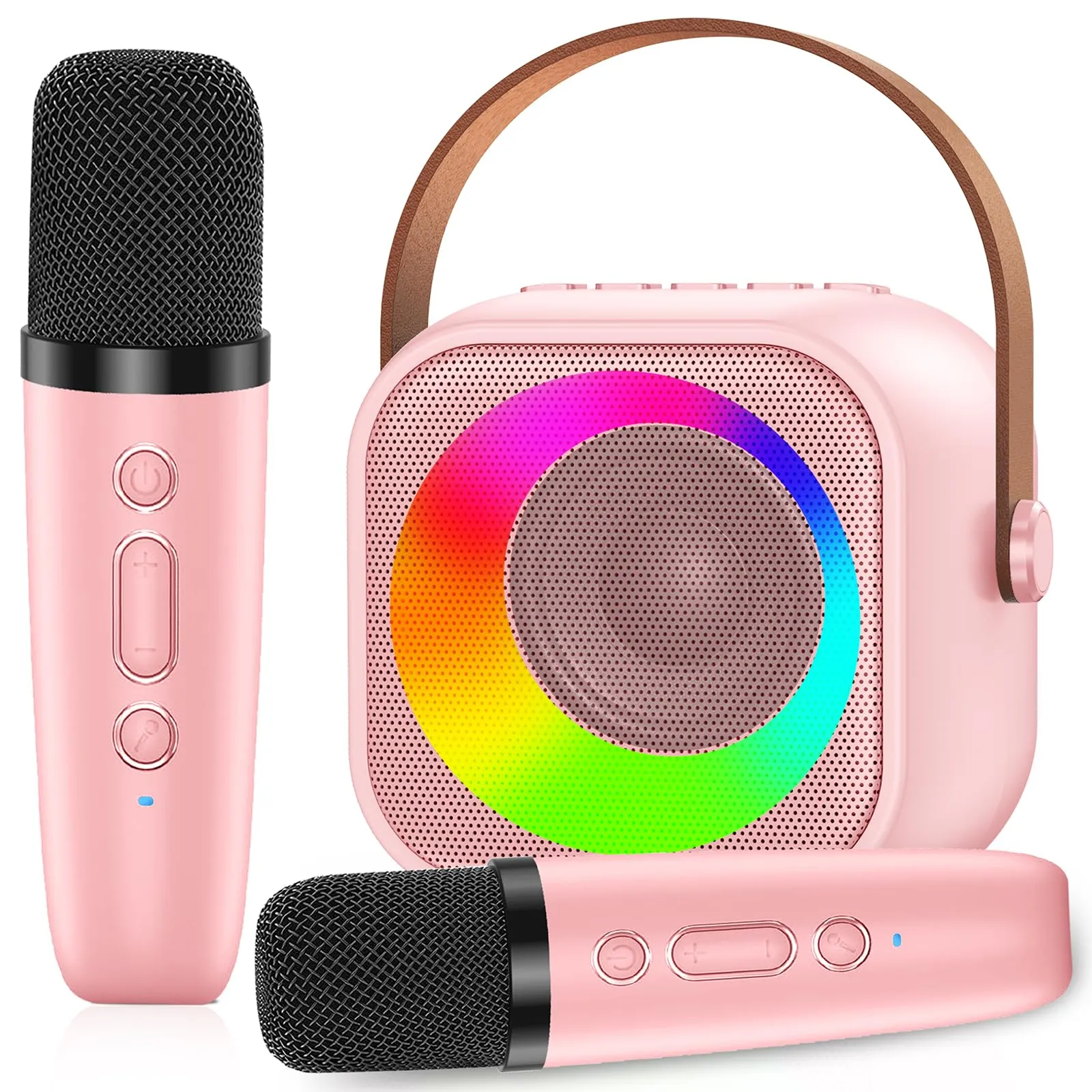 Macchina Karaoke con 2 Microfono, Karaoke Portatile Bambini con Altoparlante Bluetooth, Microfoni Wireless Giocattolo Elettronico per Cantare, Regalo Bambina per Party, Compleanni, Feste