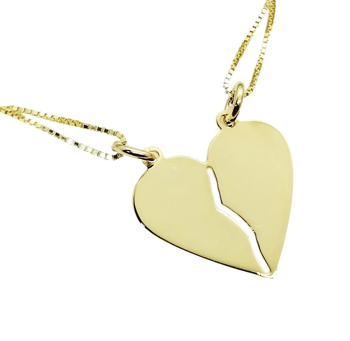 Collana Cuore Spezzato Dolce Metà Argento Placcato Oro Lui Lei Incisione Regalo