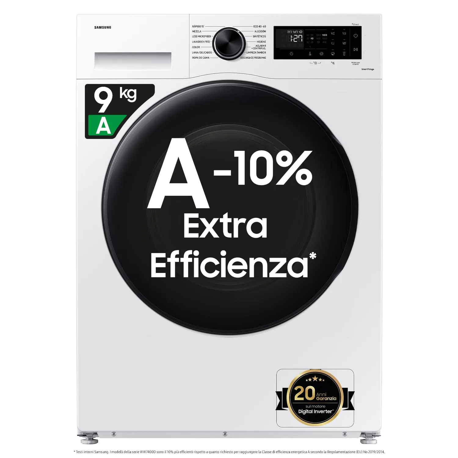 Lavatrice Samsung WW90CGC04DAEET Crystal Clean 9 Kg 1400 Giri Ecolavaggio Digital Inverter Vapore Igienizzante Wifi Classe A (ricondizionato)