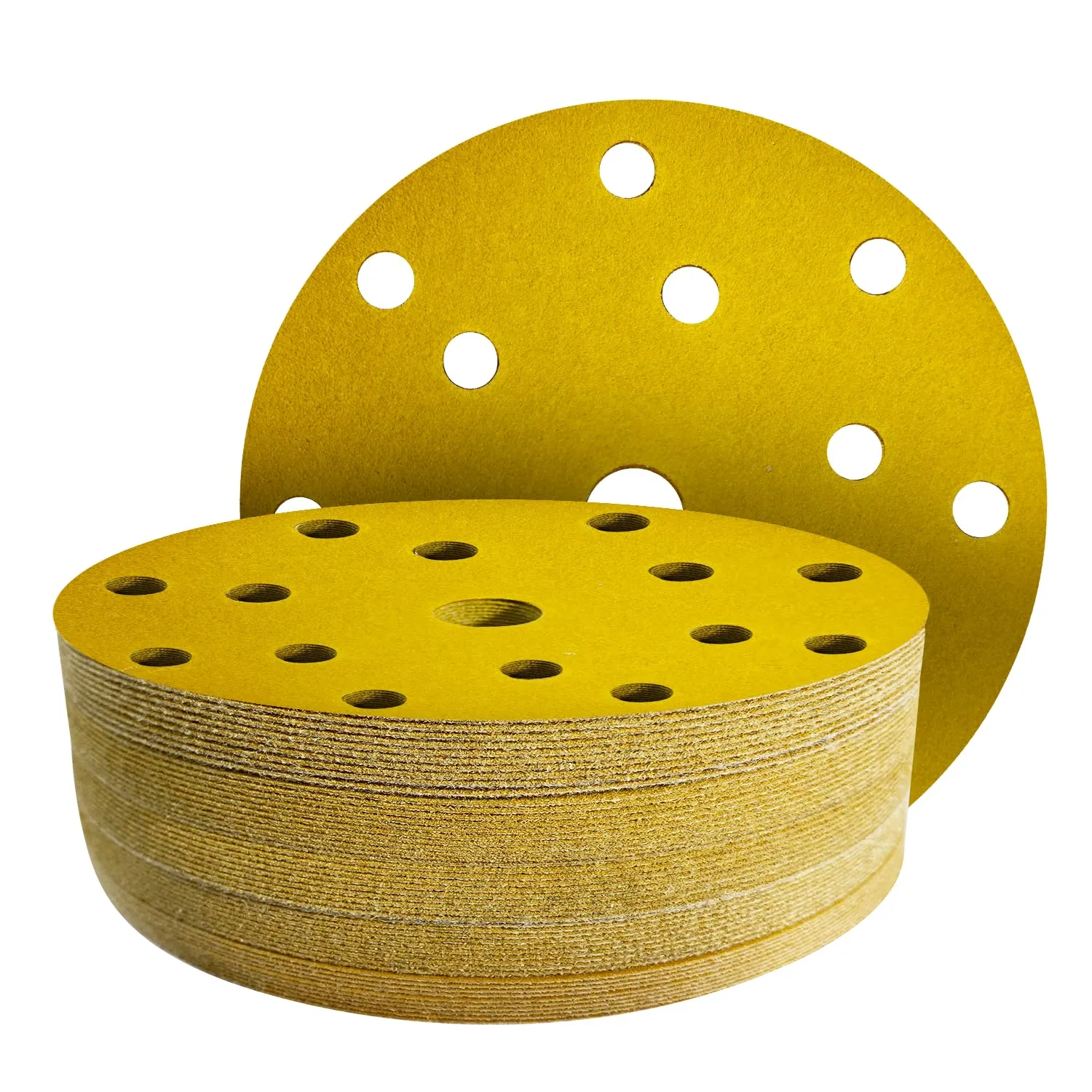 GZKTY 50 Pezzi Dischi Abrasivi 150mm, Grana 60/80/120/180/320, 15 Fori Carta Vetrata per Levigatrice Orbitale, Legno e Metallo, Carta Abrasiva per Levigatura e Lucidatura