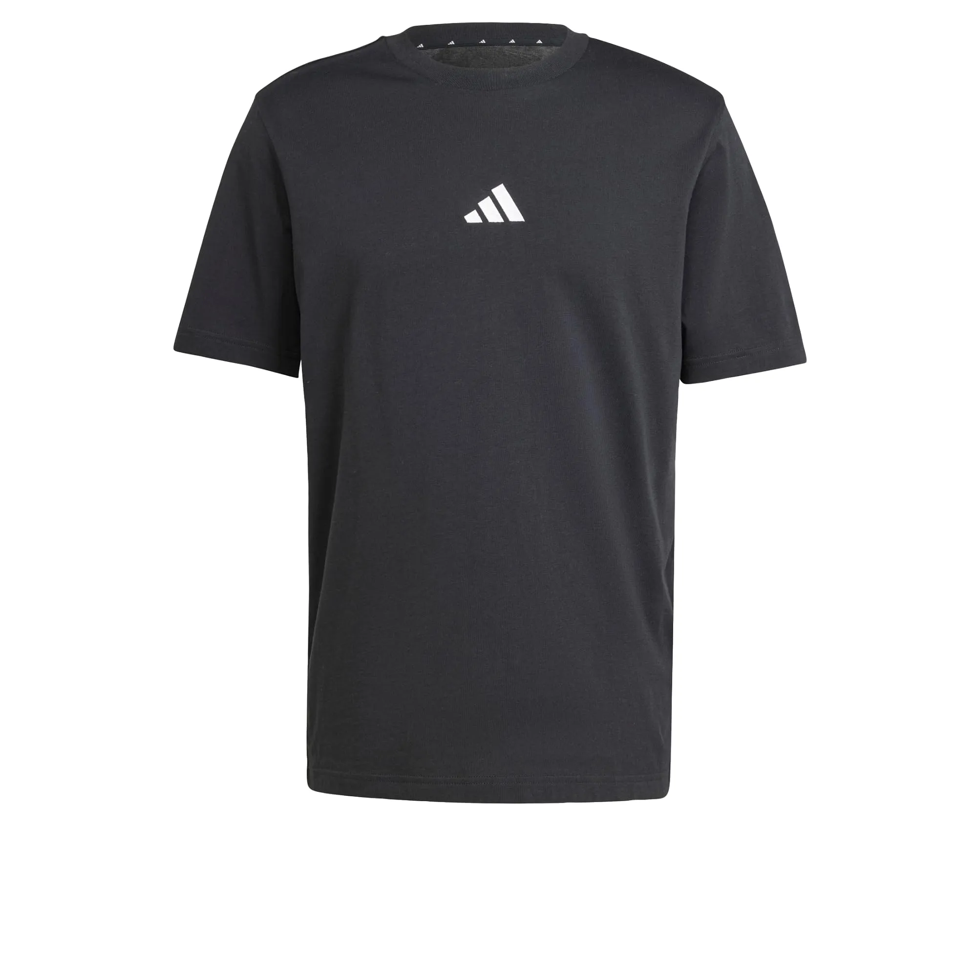 adidas Uomo Essentials Small Logo Single Jersey Tee, Black/White, L