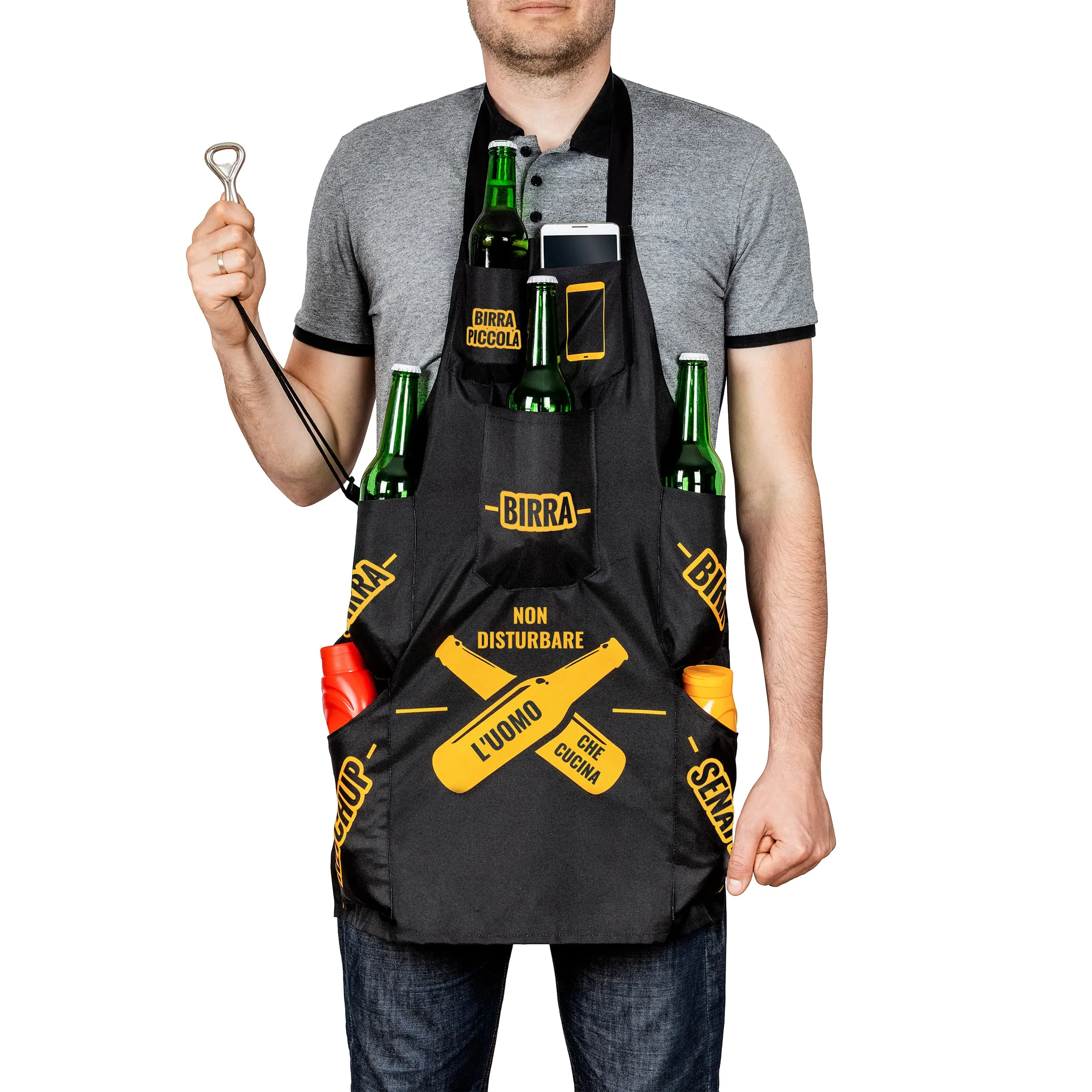 Froster Grembiule Uomo in Cucina, Grembiule da Cucina da Uomo con Tasche per Birra, Grembiule BBQ per lui, Barbecue, Regalo