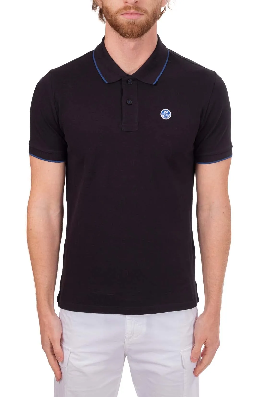 North Sails S/S Polo W/Logo, Black, Large Uomo