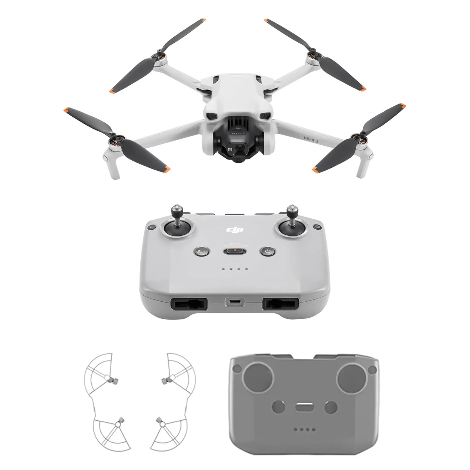 DJI Mini 3 – Mini drone con fotocamera leggero e pieghevole con video in 4K HDR, autonomia di 38 minuti, Riprese verticali native e funzioni intelligenti, C0 (Protezioni Eliche + Custodia)