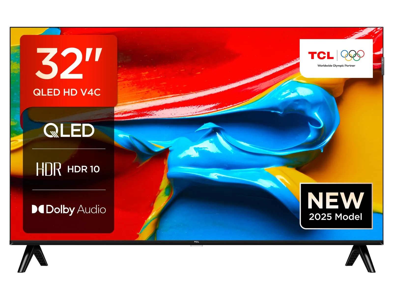TCL TV 32V4C - 32" HD Smart QLED Direct LED con Android TV e HDR - Compatibile con Google Cast e Google Home, Design Delgado, 2025 V4C