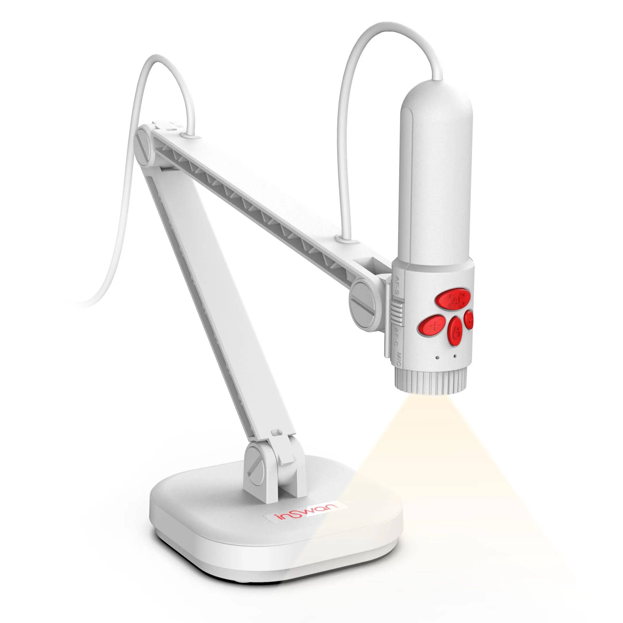 INSWAN INS-3 USB Camera Documenti e Visualizzatore Staccabile per Insegnanti, Auto Focus, Microfono Incorporato, Luci– Windows, Mac OS, iPad, Chromebook Per demo dal vivo, Apprendimento a Distanza