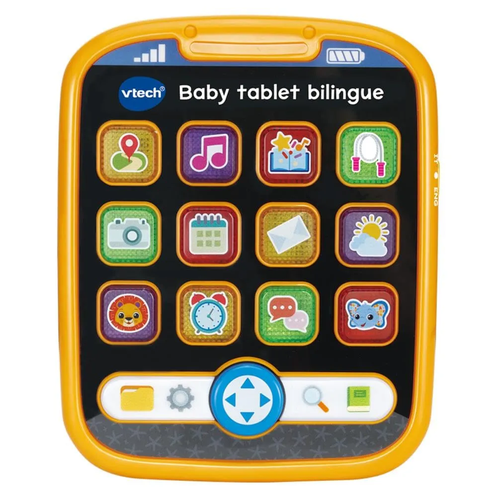 VTech Baby Tablet Bilingue, Tablet Bambini Educativo con 12 Tasti Luminosi con Applicazioni, 4 Frecce Direzionali, Lingua Italiana e Inglese, Batterie Incluse, 9-36 Mesi