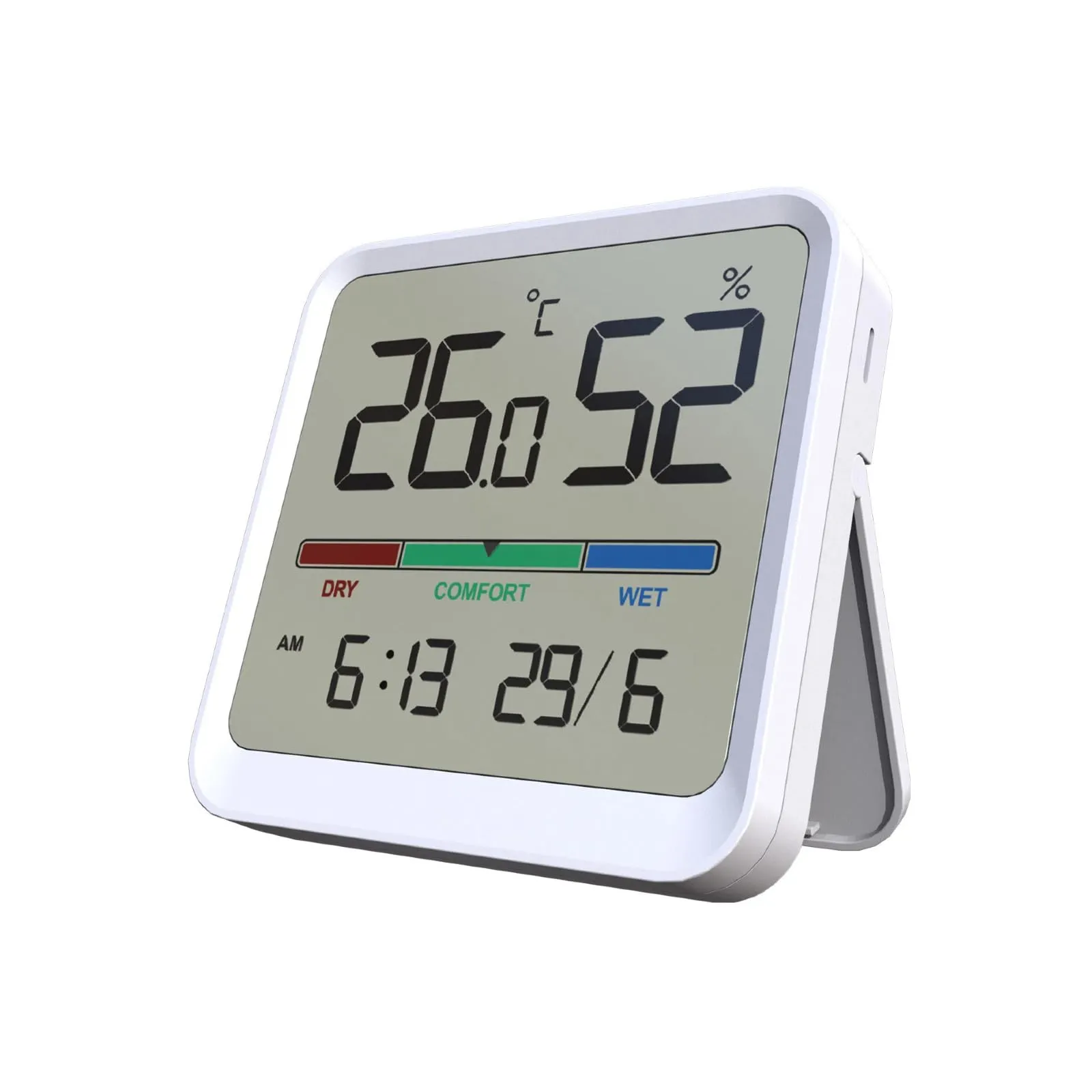 Temtop Termometro igrometro per interni, misuratore di temperatura preciso, con indicazione dell'ora, ± 1 °C ± 5% precisione RH, -10 °C ~ 50 °C, 10% ~ 95% RH, per soggiorno, camera da letto, ufficio