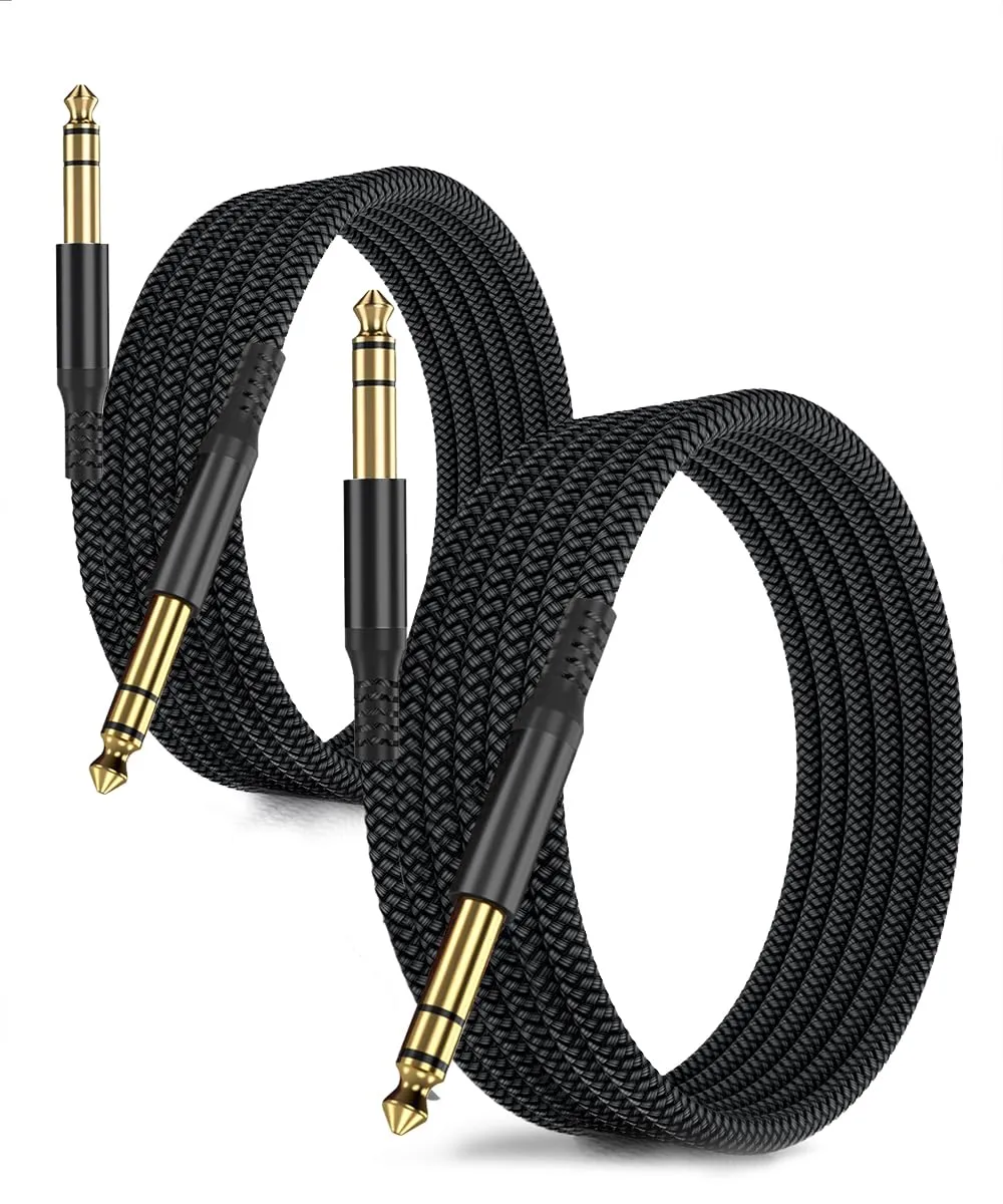 RUXELY Cavo Audio Jack 6.3 mm 3M 2-Pezzi,Cavi Filo Doppio 6.35mm Maschio,Cable Guitar TRS Bilanciato 1/4 Pollici per Strumenti,Chitarra Elettrica,Basso,Tastiera Musicali,Amplificatore,Casse,Amp