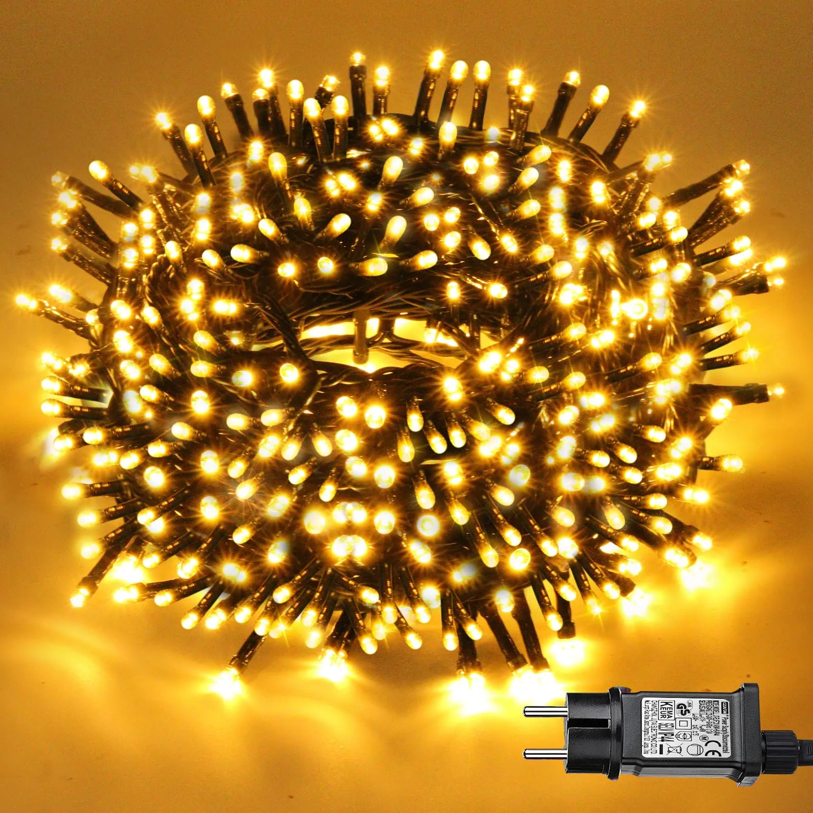Luci Albero di Natale Bianco Caldo, 20M 200 LED Luci Natale Esterno Impermeabile, 8 Modalità Luci Natale Interno per Adatto a Giardino, Natale, Feste, Natalizie Albero, Partito, Casa, Matrimonio