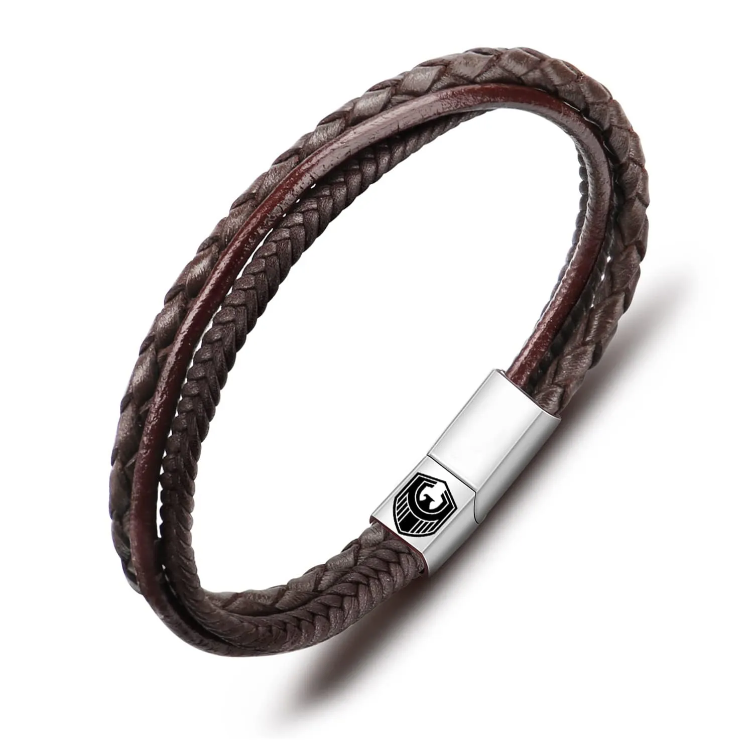 Braccialetto in Pelle Fatto a Mano Braccialetto Uomini Uomini in Pelle Con Chiusura Magnetica in Acciaio Inossidabile Braccialetto Intrecciato Per Gli Uomini E Idea Regali