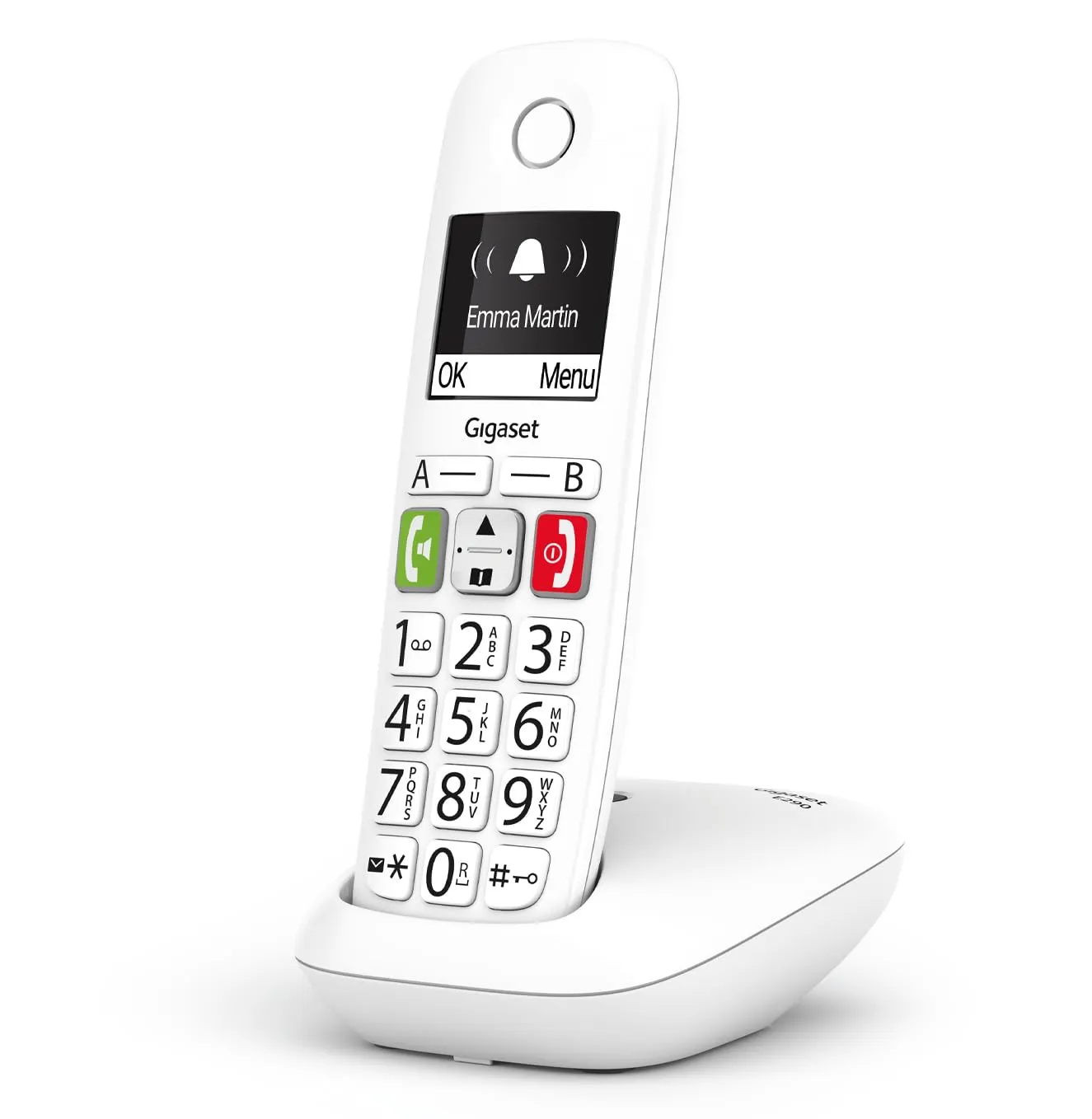 Gigaset E290, Telefono Portatile con Suonerie Forti, Numeri Grandi e Audio Potenziato, Tasti di Chiamata Rapida, Vivavoce con Volume Regolabile, Bianco [Versione Italiana]