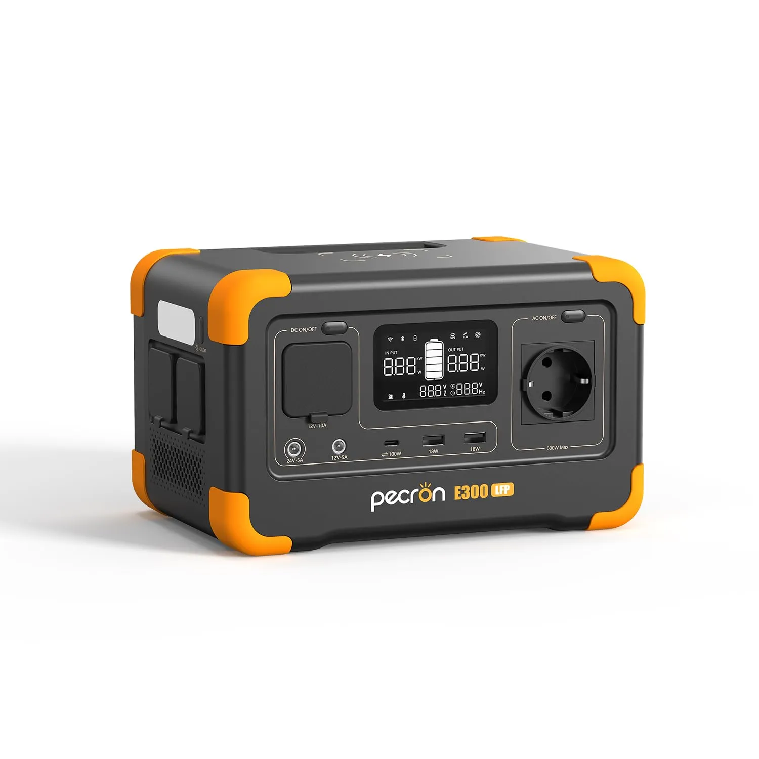 pecron Powerstation portatile E300LFP, batteria LiFeP04 288 Wh, uscita AC 600W, generatore solare per campeggio/attività all'aperto