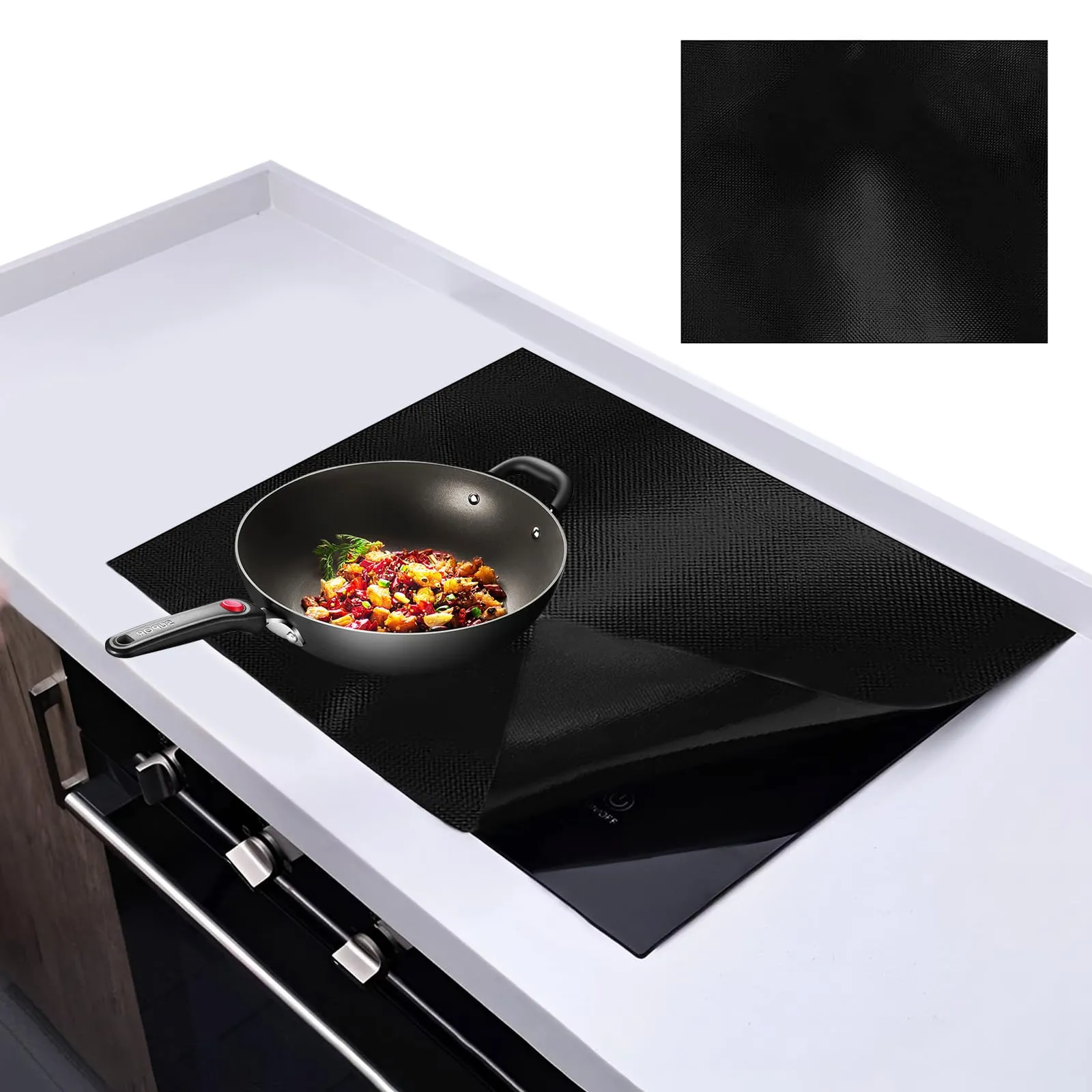 OMJMYY 52 * 61cm Tappetino Protettivo per Piano Cottura a Induzione, Riutilizzabile, Pad Protezione multifunzionale, Antiscivolo, in Silicone, Antigraffio, Rettangolare