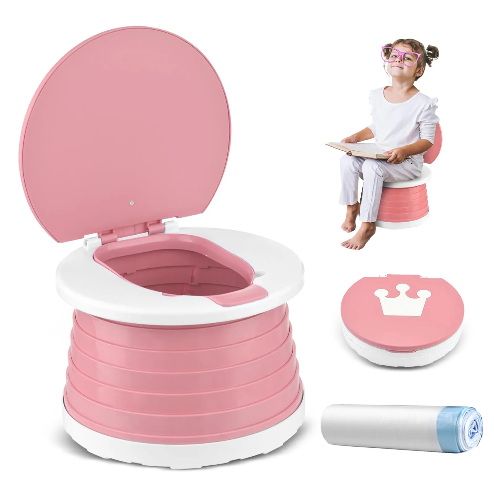 Vasino Per Bambini Vasino Portatile Per Bambini Da Viaggio Vasino Per Bambini WC Portatile Vasino Pieghevole Da Viaggio Toilette Pieghevole Bambini Per Campeggio Indoor Outdoor-15pcs Sacchetti Vasino