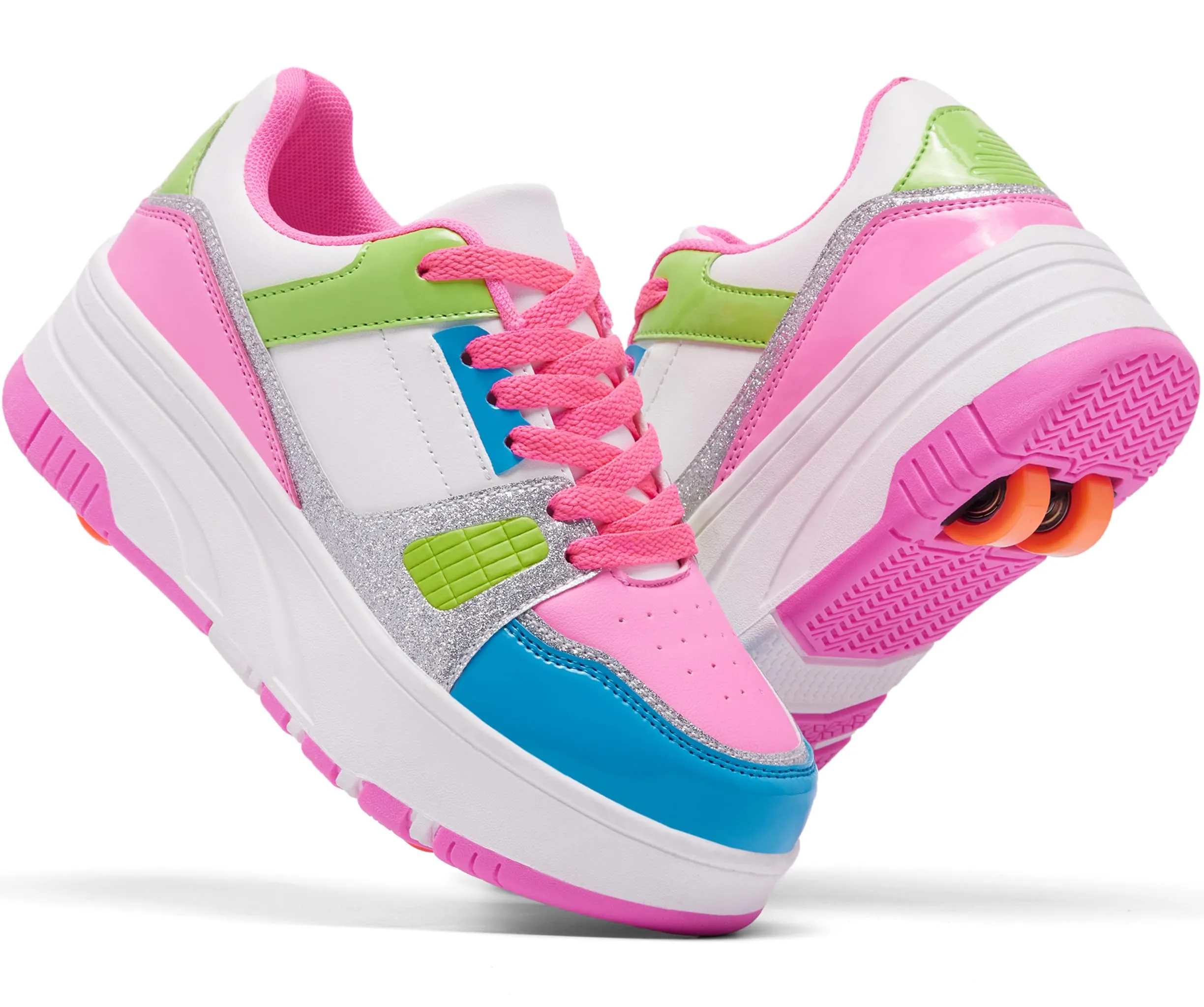 Bambini Ragazze Scarpe con Ruote Pattini Bambini Pattini Scarpe con 4 Ruote Rimovibili, Confortevole Scarpe Sportive All'aperto per Bambini, 34 EU