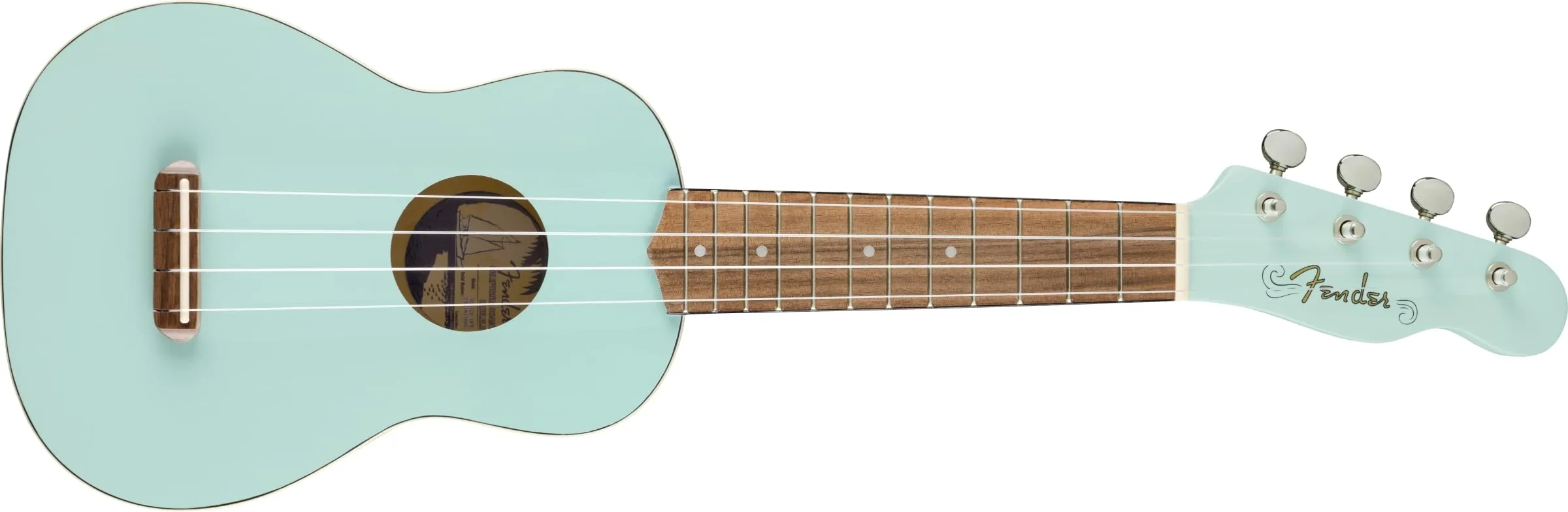 Fender Venice Ukulele Soprano, Daphne Blue, Tastiera in Noce, Design Leggero, Stile Classico, Include Lezioni Virtuali Gratuite