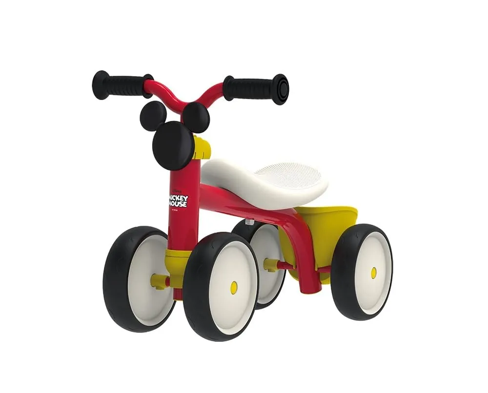 Smoby - Mickey - Rookie Ride-On - Primi Anni - Telaio in Metallo - Ruote Silenziose - Contenitore Portaoggetti - Dai 12 Mesi - Prodotto in Spagna