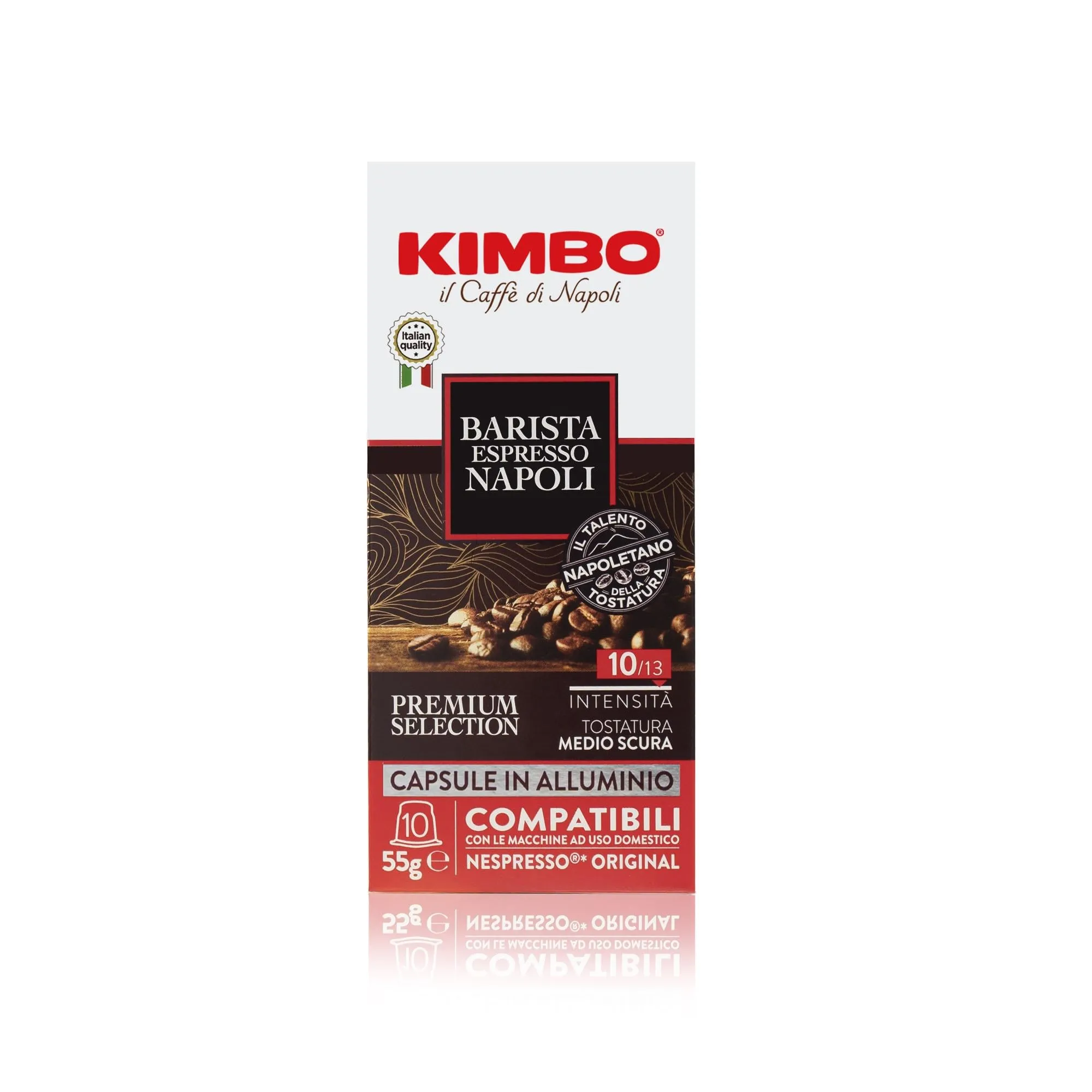 Kimbo Capsule Compatibili Nespresso* Original in Alluminio - 100 Capsule - Barista Espresso Napoli - 10 Confezioni da 10 Capsule