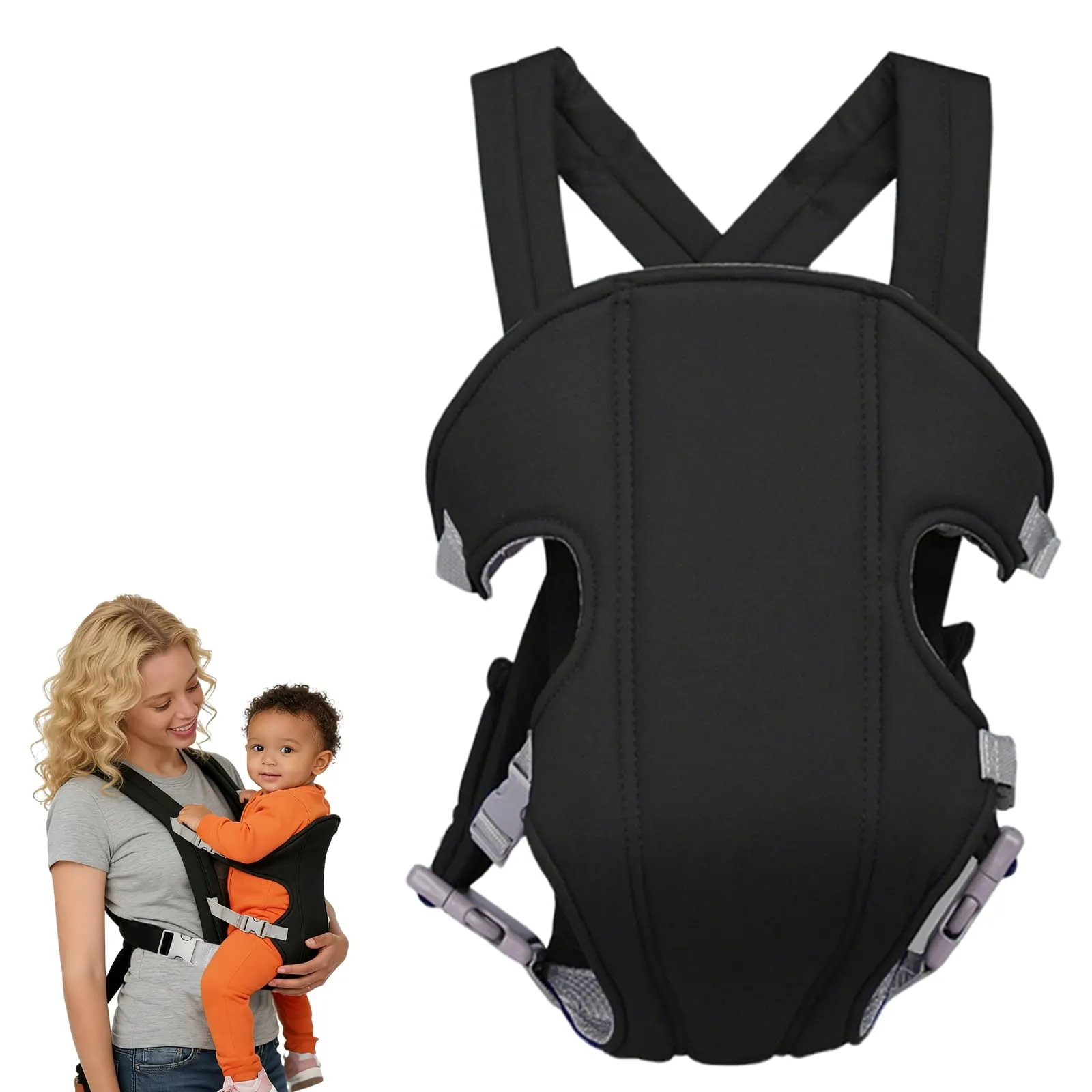 Tbintul Marsupio Neonato, Regolabile Portantina Bebè,Marsupio Bambino,Regolabile Portantina Bebè per Neonato e Bambino fino a 15kg (Nero)