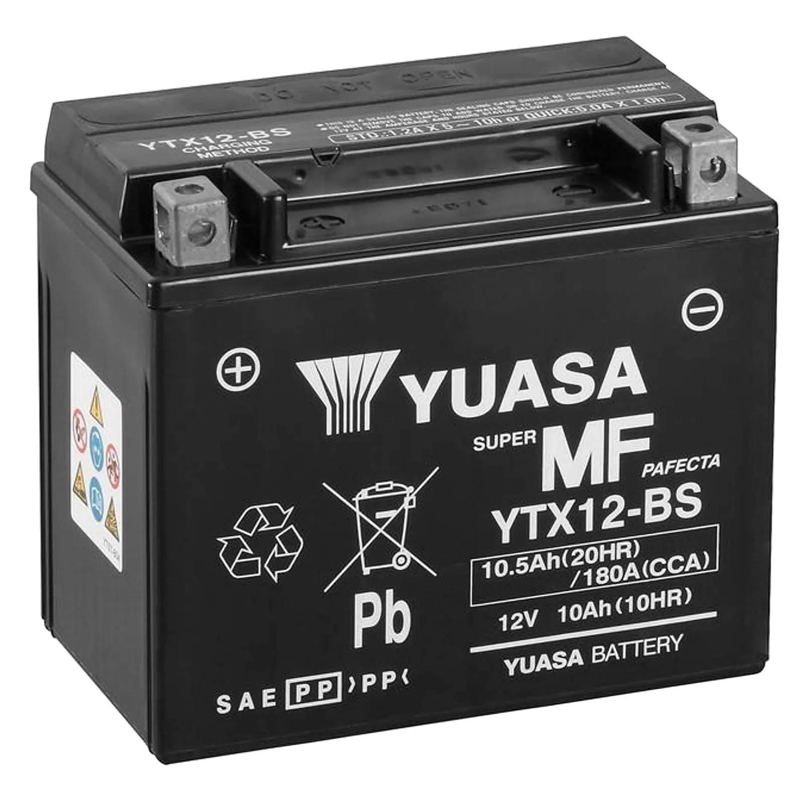 Batteria moto Yuasa YTX12-BS - Senza manutenzione - 12 V 10 Ah - Dimensioni: 150 x 87 x 131 mm compatibile con Kymco Super-9 250 2000