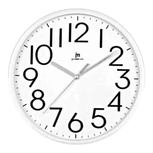 Orologio da parete Bianco, al quarzo con movimento continuo silenzioso, Cassa in ABS, dim. ø cm. 24,5, Lowel