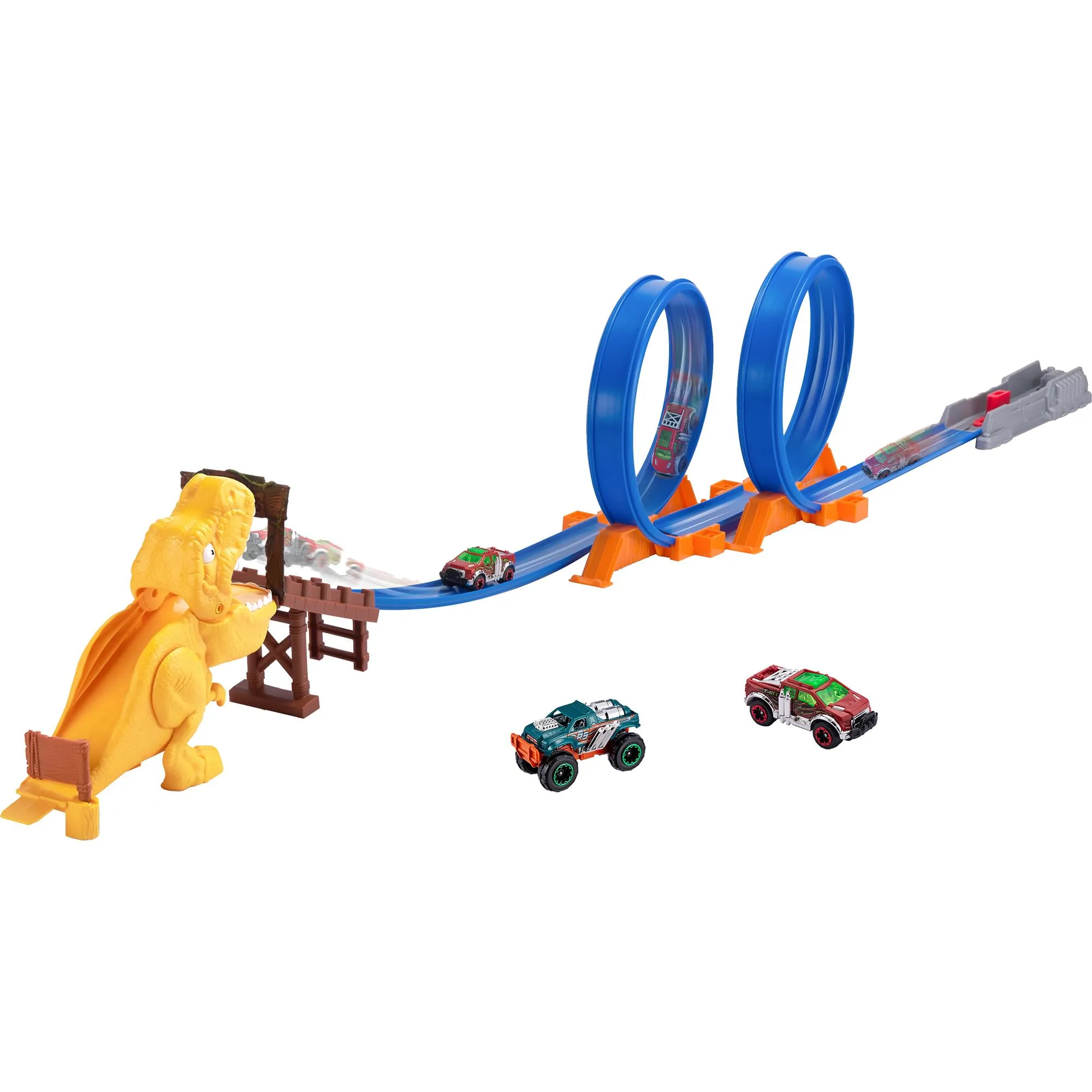 Zuru Pista Metal Machines Dinosauro, con 2 loopings, inserisci 1 auto 40 x 30 x 8 cm